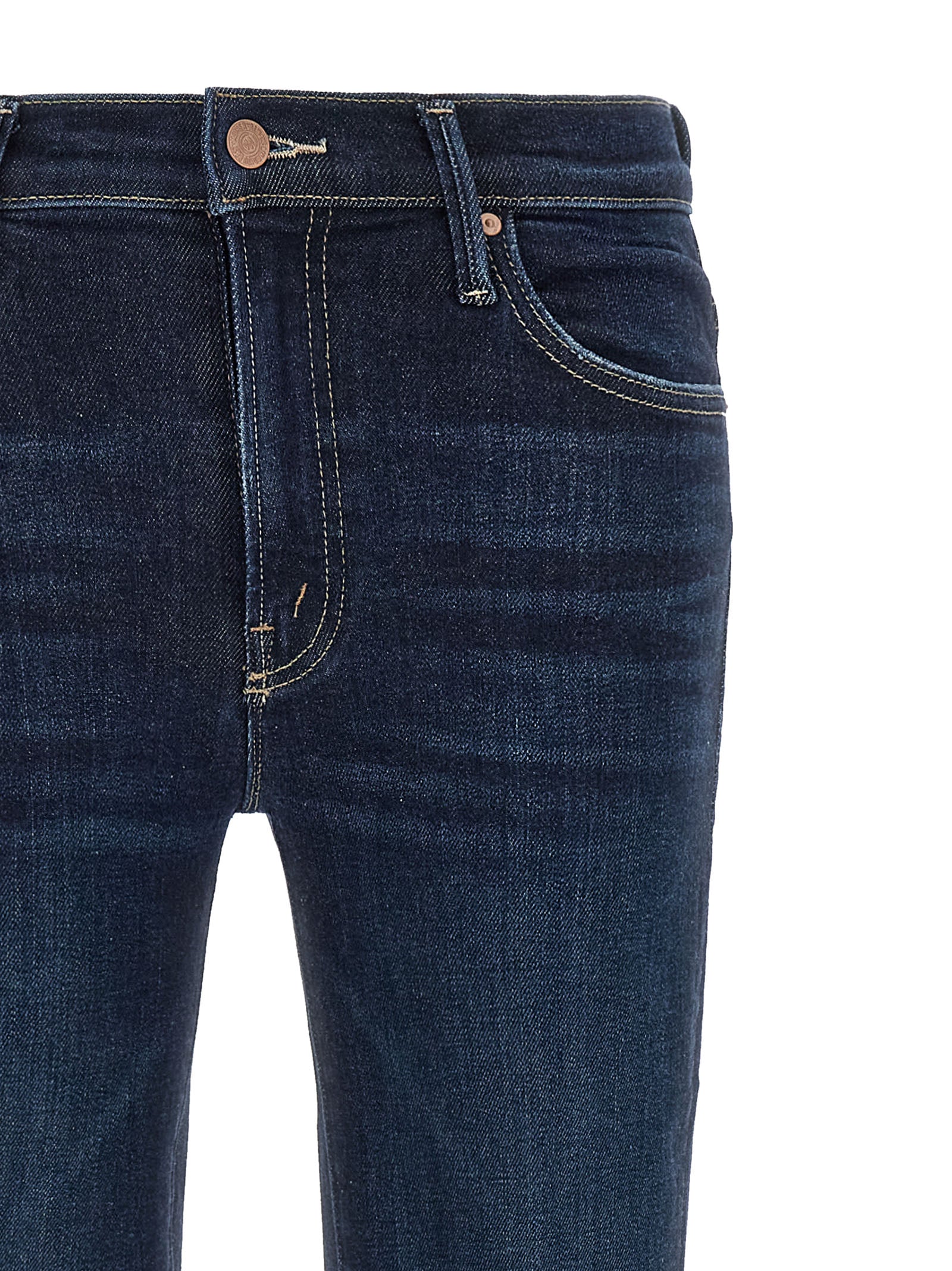 Mother Denim Blue Cotton Straight-Leg Women's Jeans