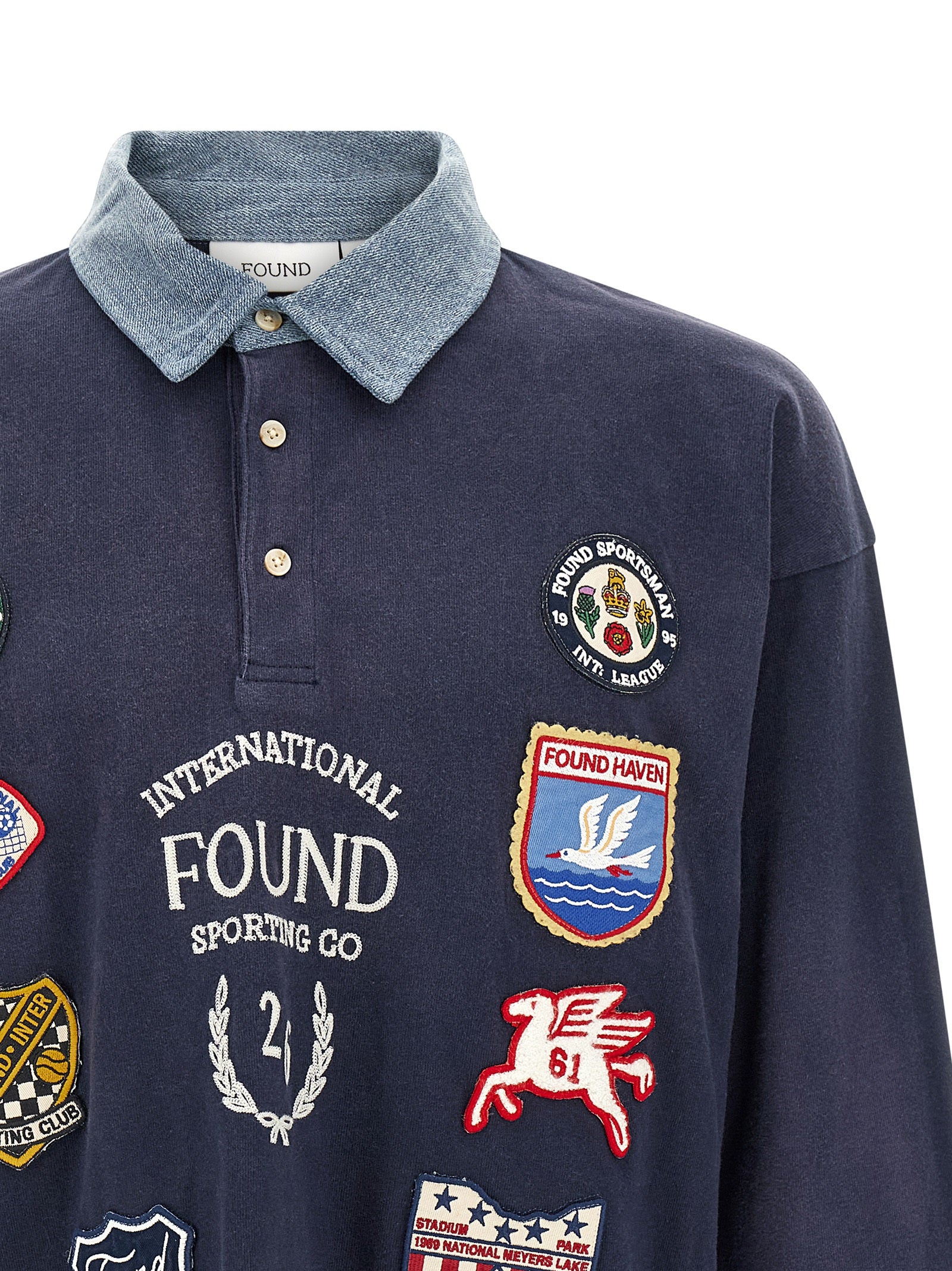 FOUND Blue Cotton Polo Men's Shirt