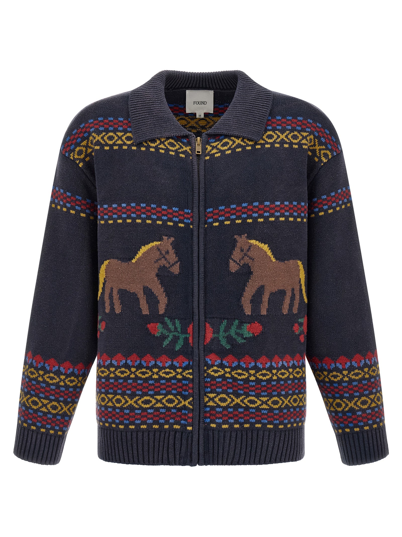 FOUND Blue Cotton Men's Cardigan