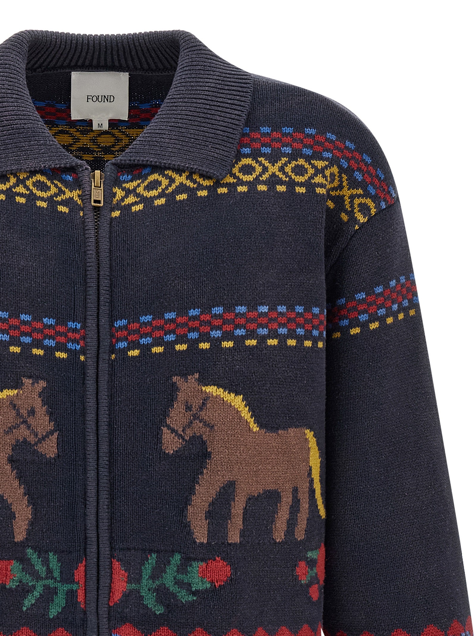 FOUND Blue Cotton Men's Cardigan
