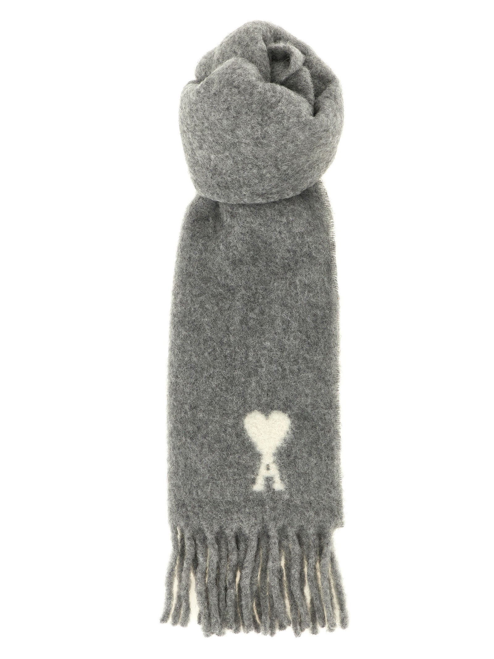 Ami Paris Gray Alpaca Leather  Foulard