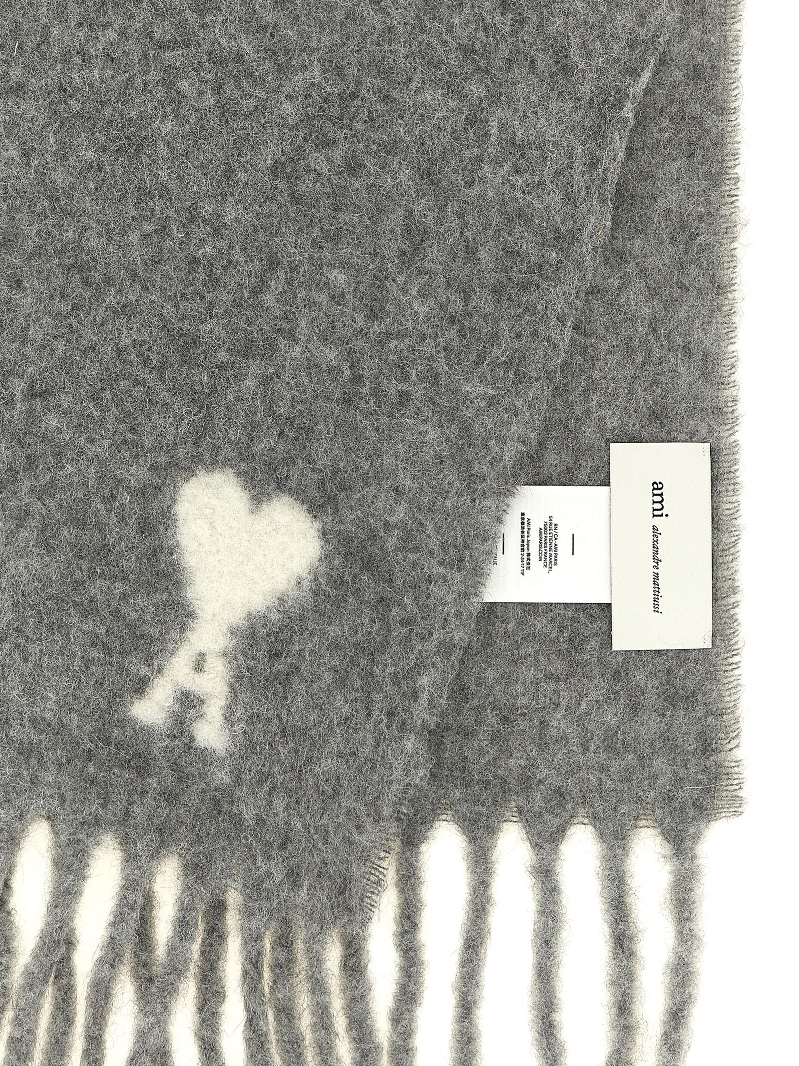 Ami Paris Gray Alpaca Leather  Foulard