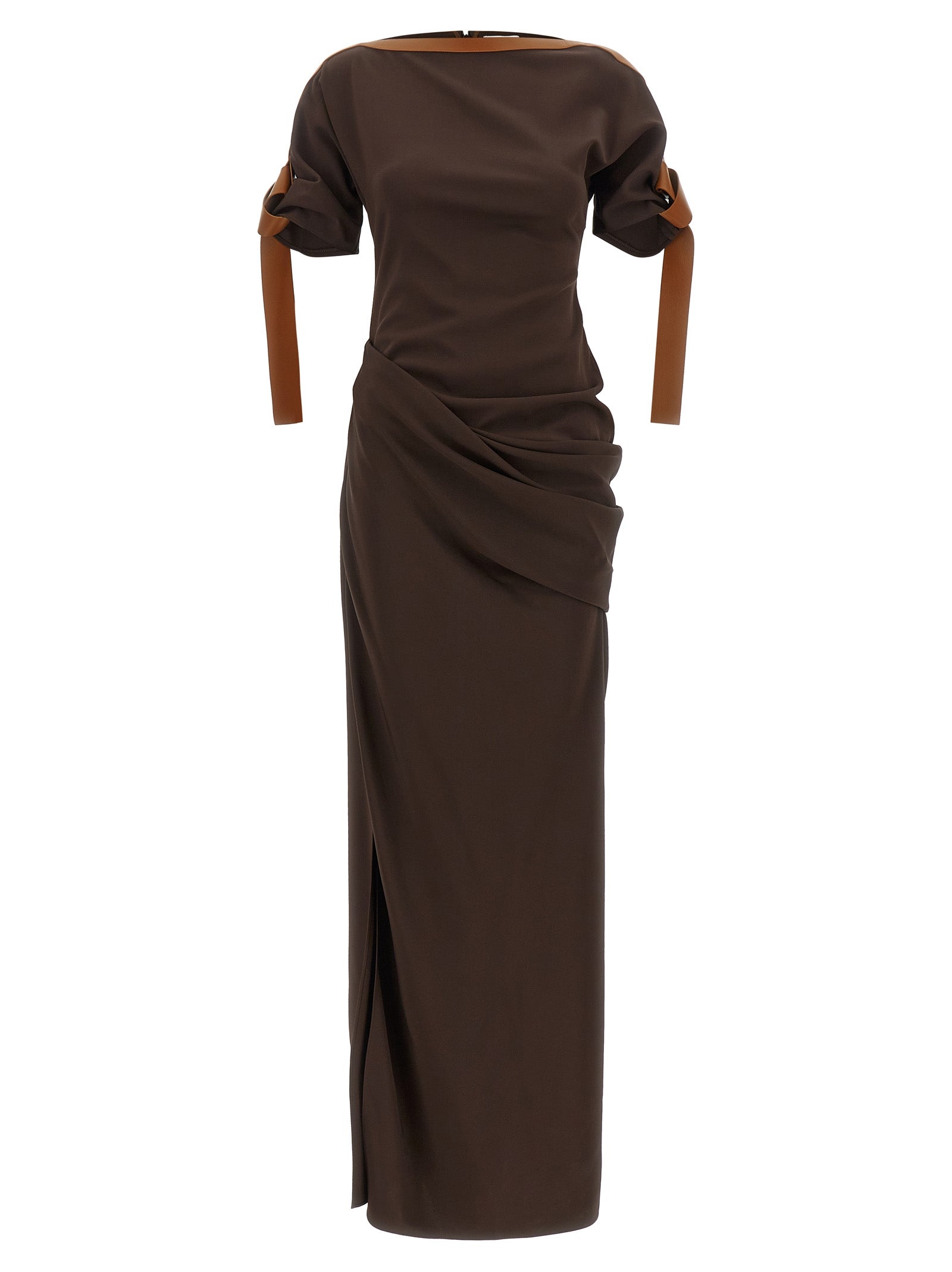 Ferragamo Brown Viscose Long Women's Dress