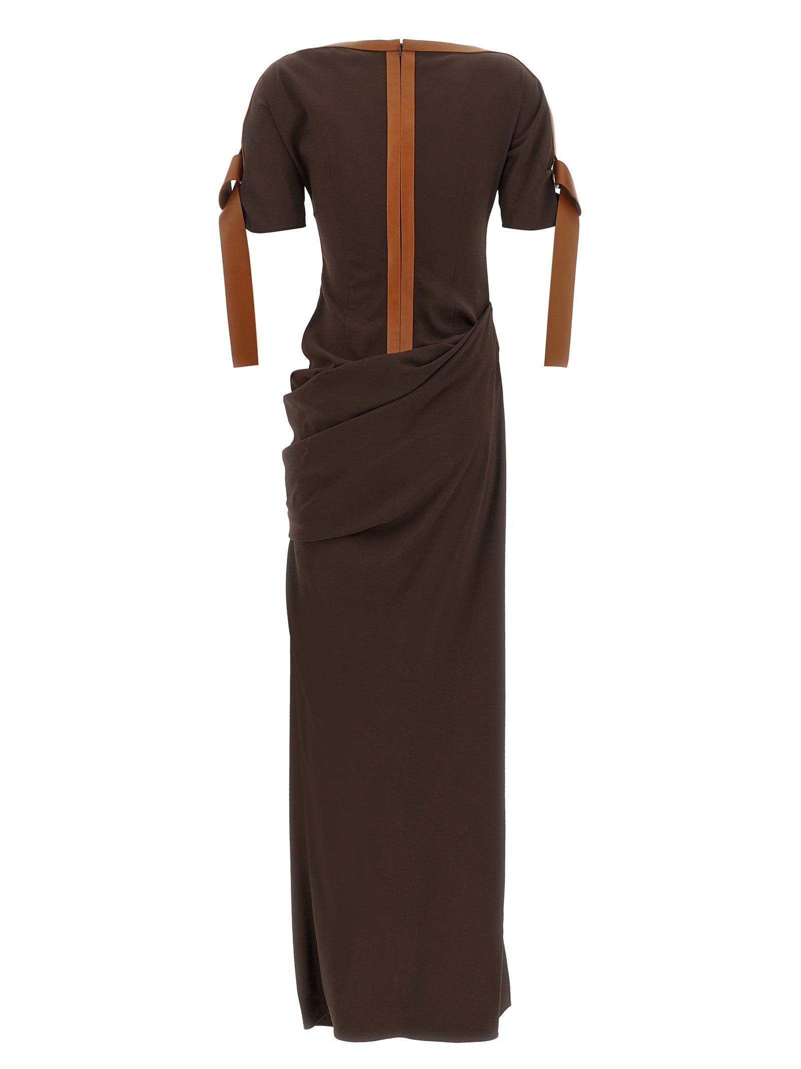 Ferragamo Brown Viscose Long Women's Dress