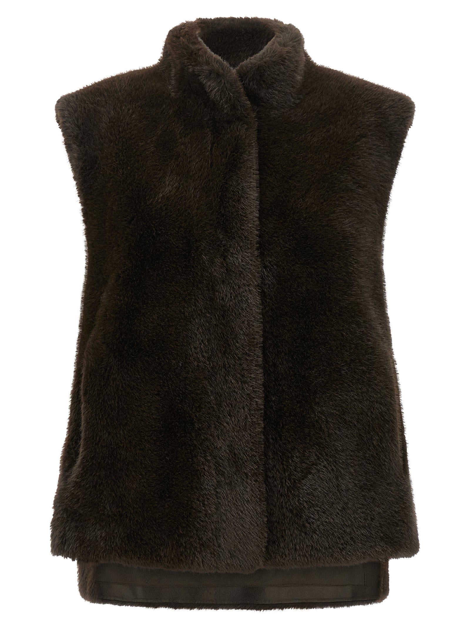 LOU ANDREA Brown Polyamide Sleeveless Women's Jacket