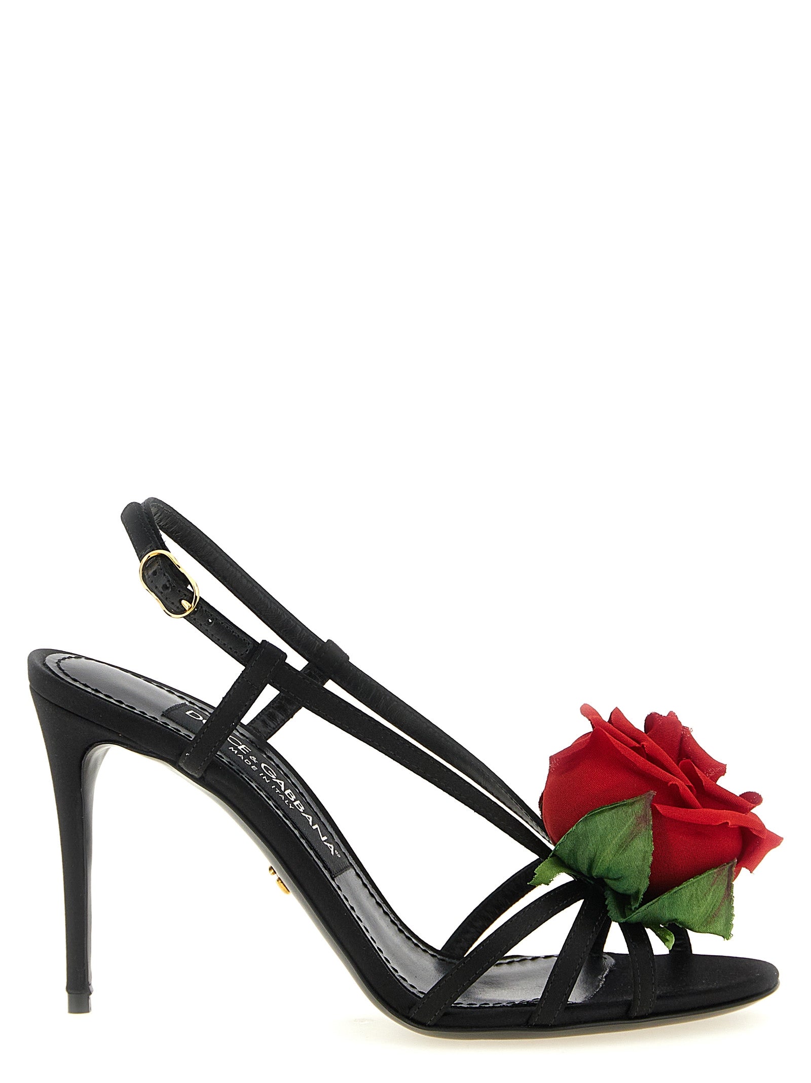 Dolce & Gabbana Black Viscose Stiletto Heel Women's Sandals