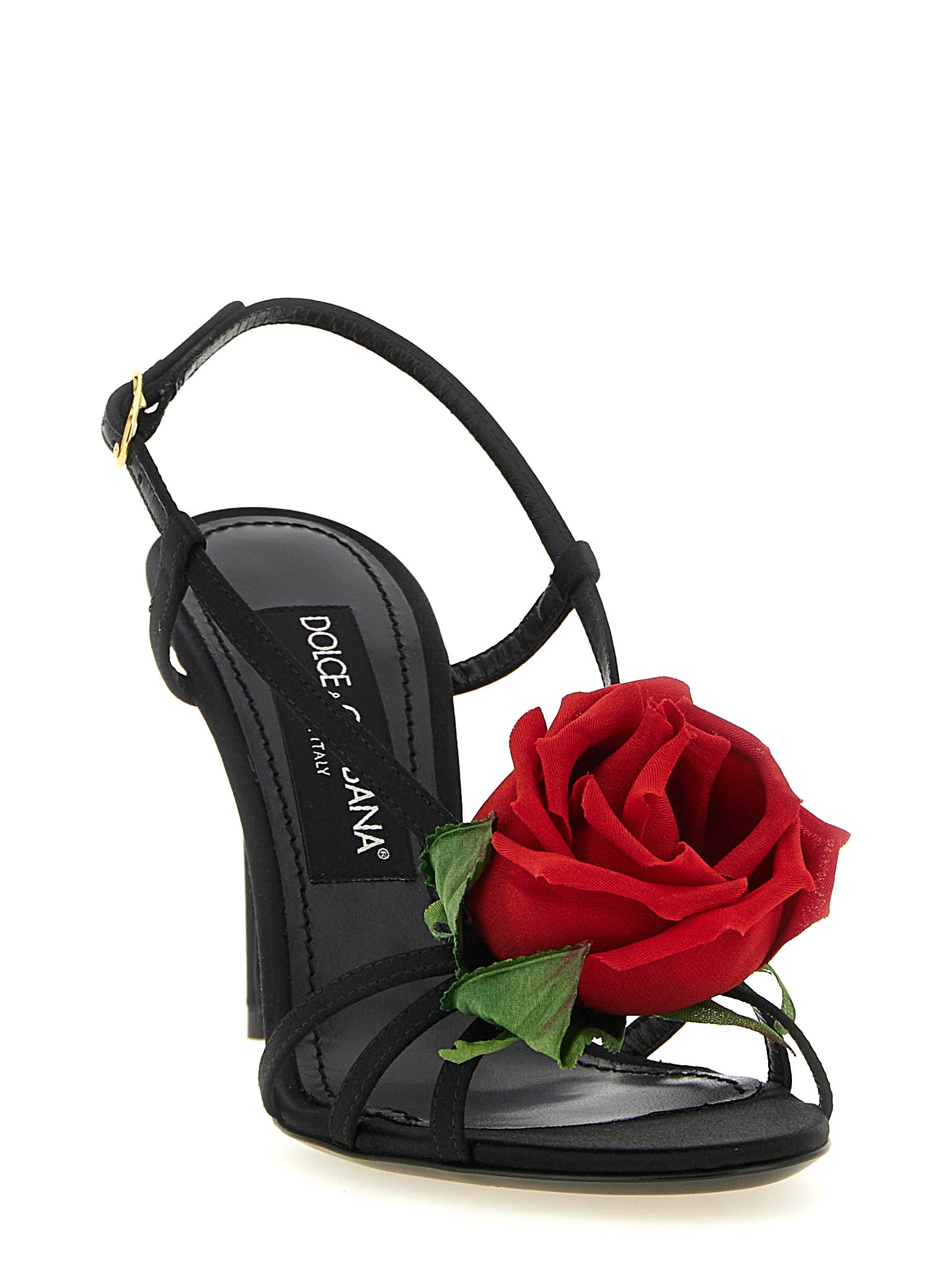 Dolce & Gabbana Black Viscose Stiletto Heel Women's Sandals