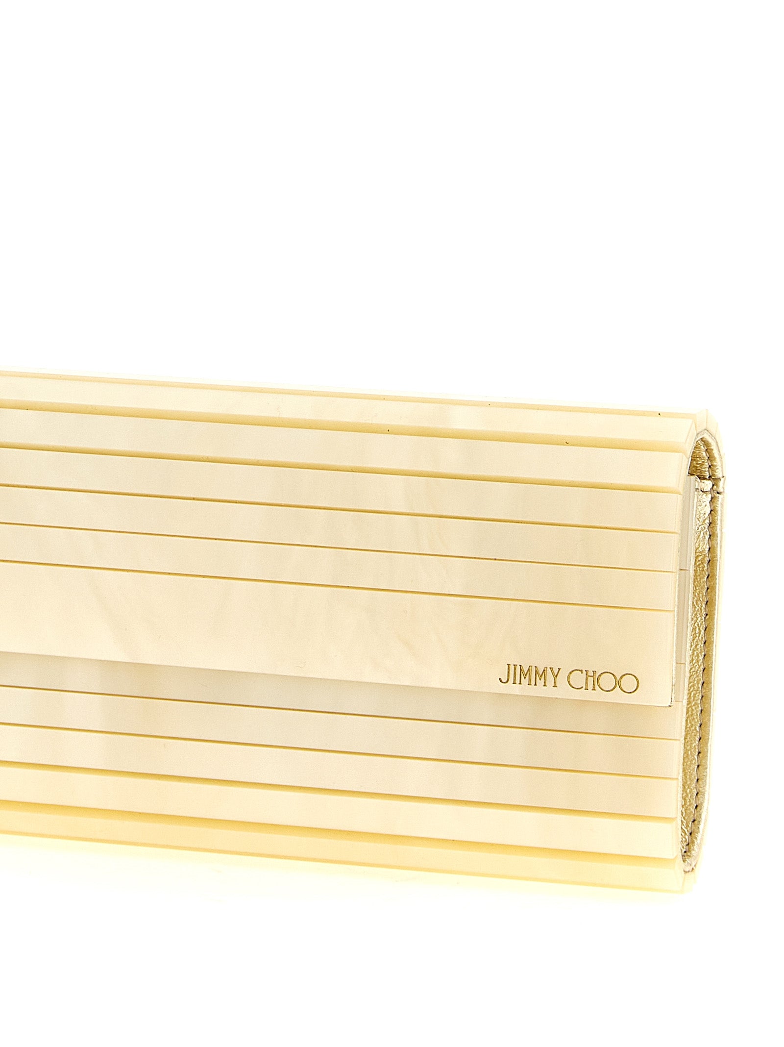 Jimmy Choo Gold Viscose Clutch Women's Bag
