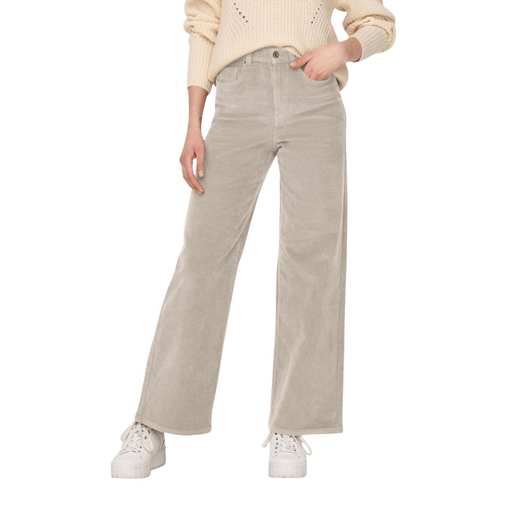 Only Beige Cotton Cropped Women's Pants