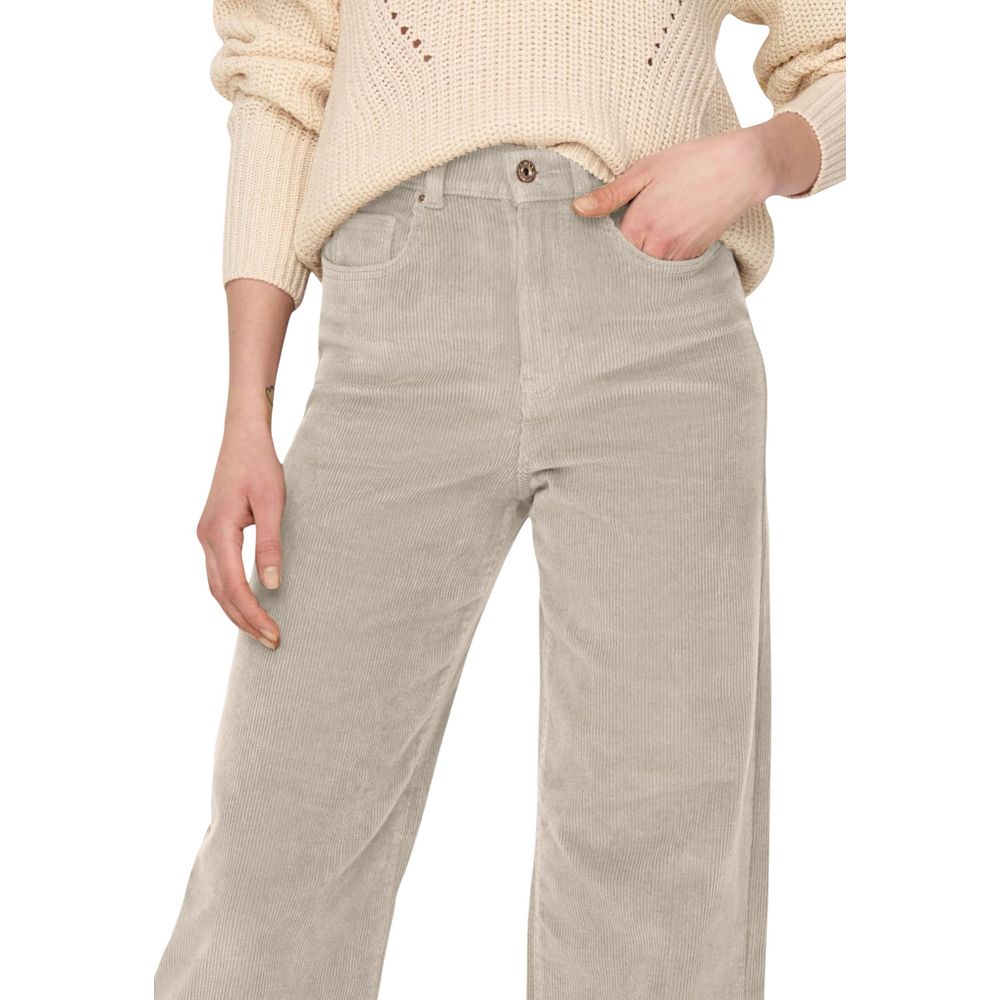 Only Beige Cotton Cropped Women's Pants