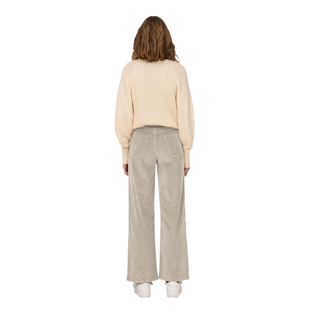 Only Beige Cotton Cropped Women's Pants