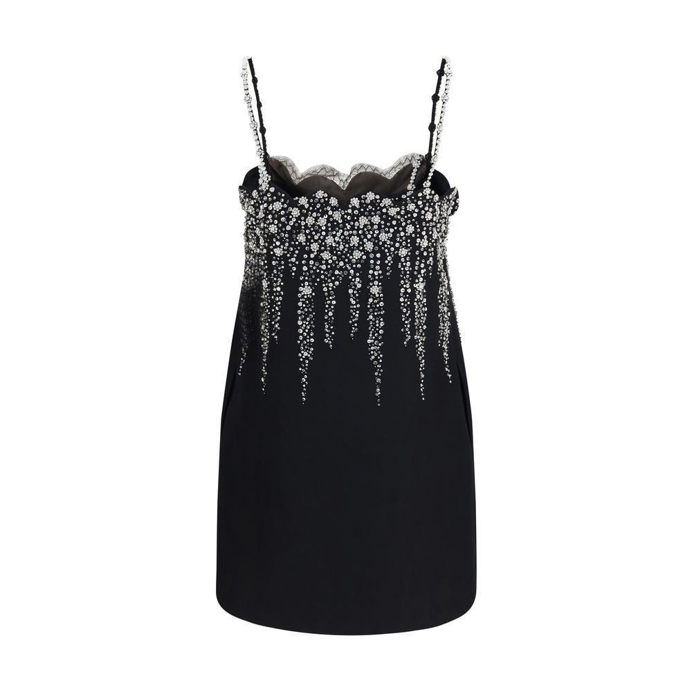 Valentino Garavani Black Wool Oves Aries Cocktail Women's Dress