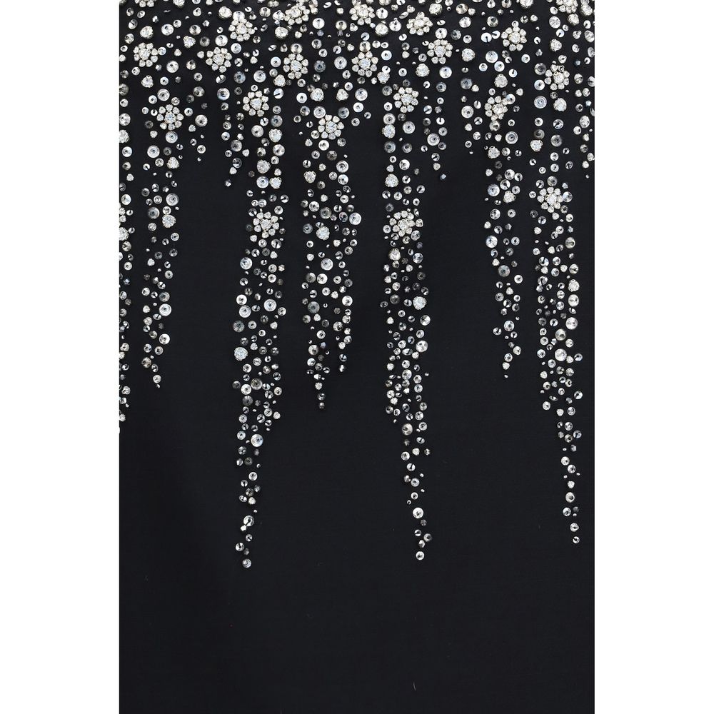 Valentino Garavani Black Wool Oves Aries Cocktail Women's Dress
