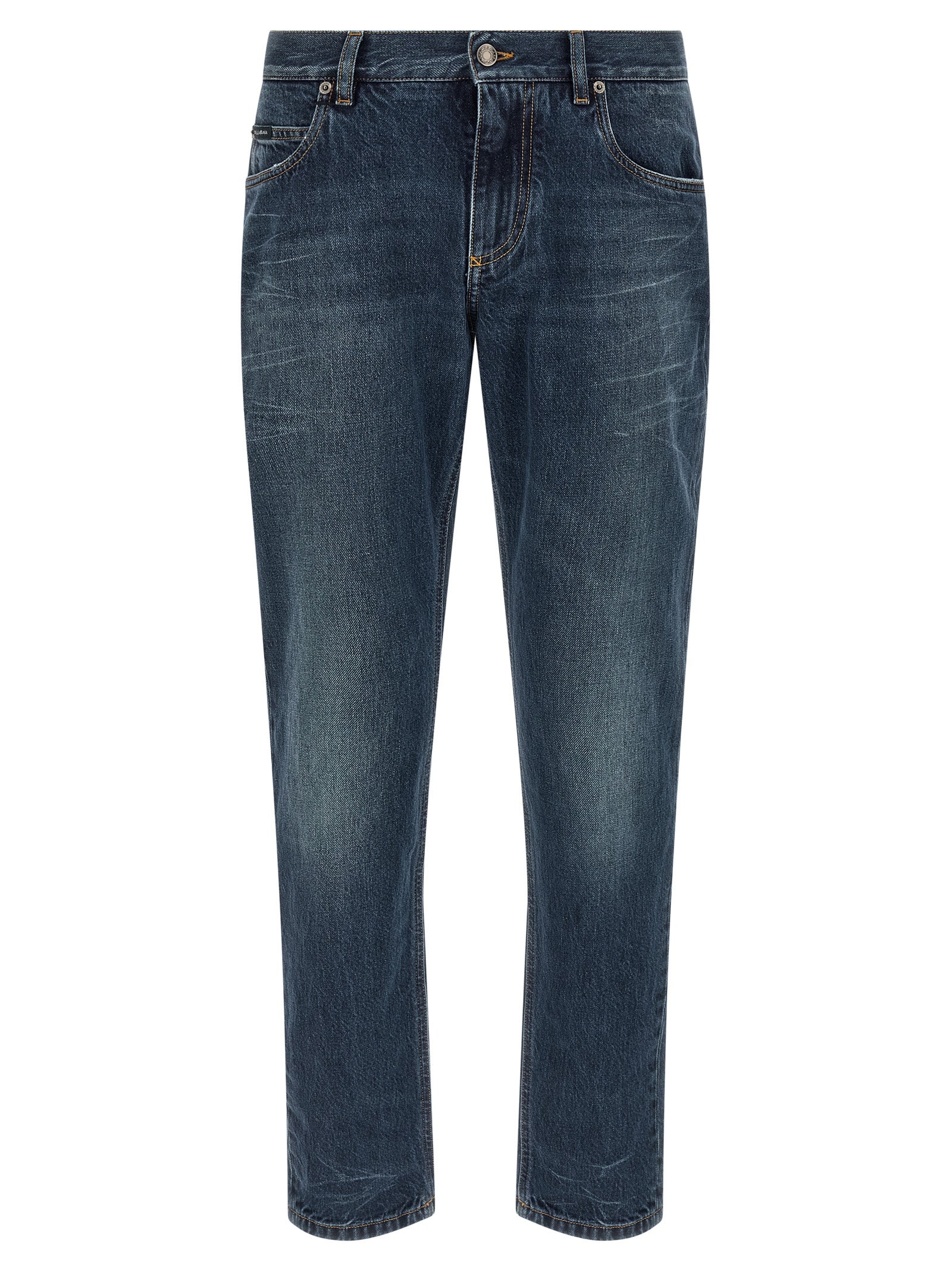 Dolce & Gabbana Blue Cotton Straight-Leg Men's Jeans
