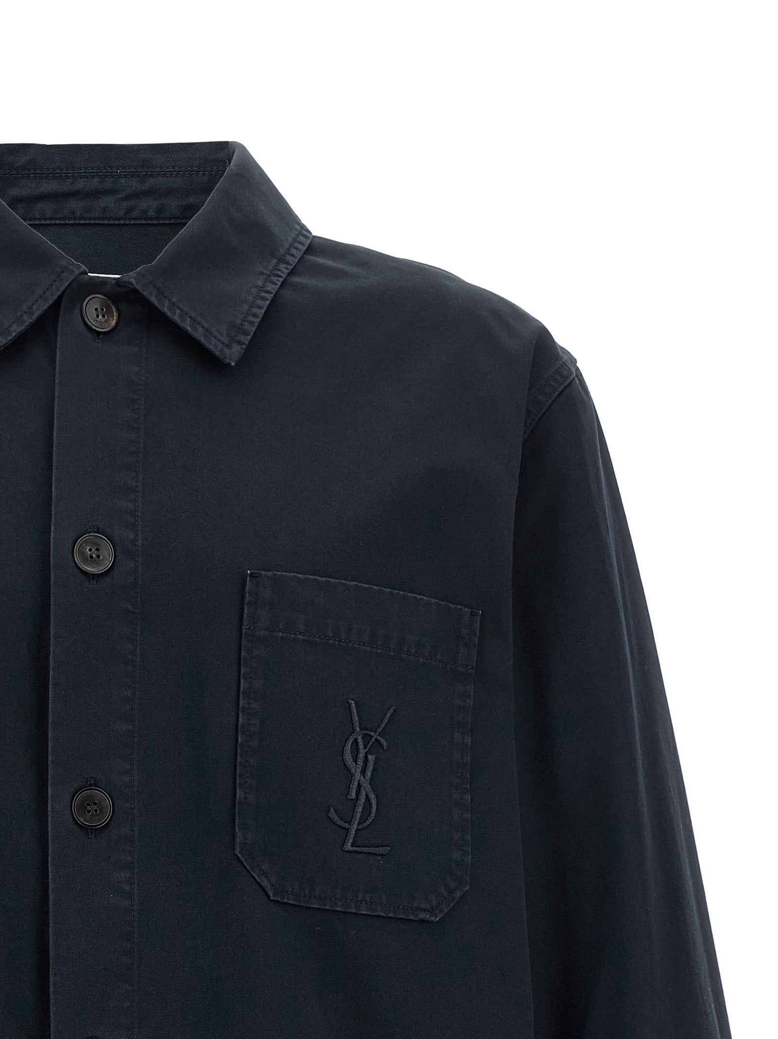 Saint Laurent Blue Cotton Men's Blouse