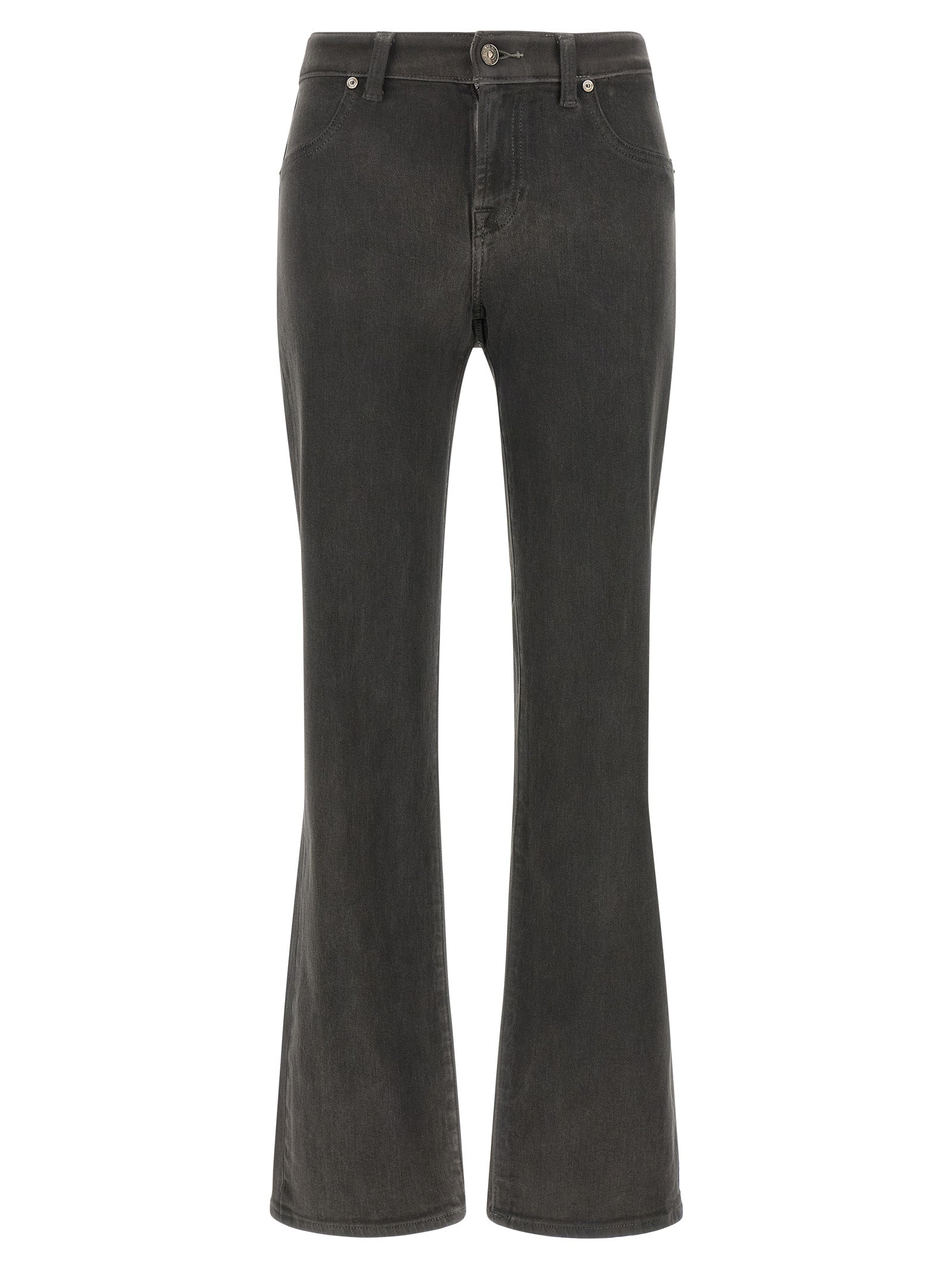 7 For All Mankind Gray Cotton Straight-Leg Women's Jeans