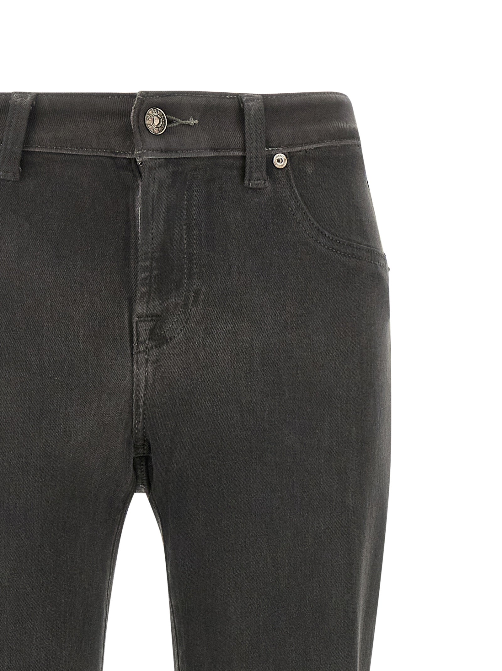 7 For All Mankind Gray Cotton Straight-Leg Women's Jeans