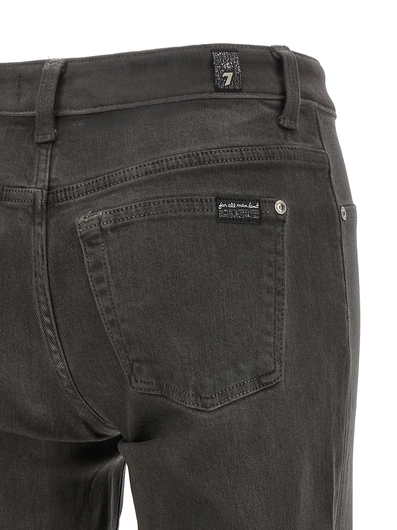 7 For All Mankind Gray Cotton Straight-Leg Women's Jeans