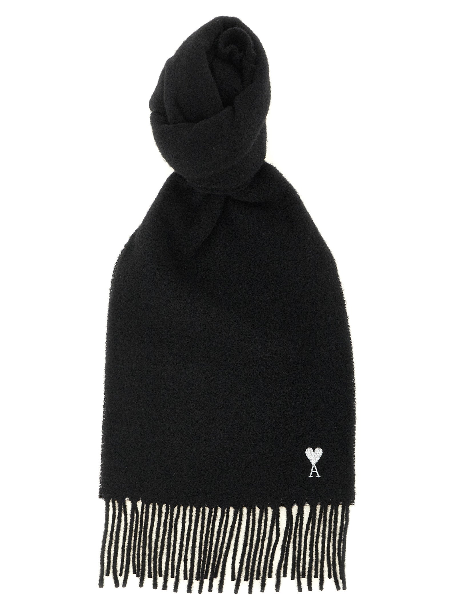 Ami Paris Black Wool  Scarf