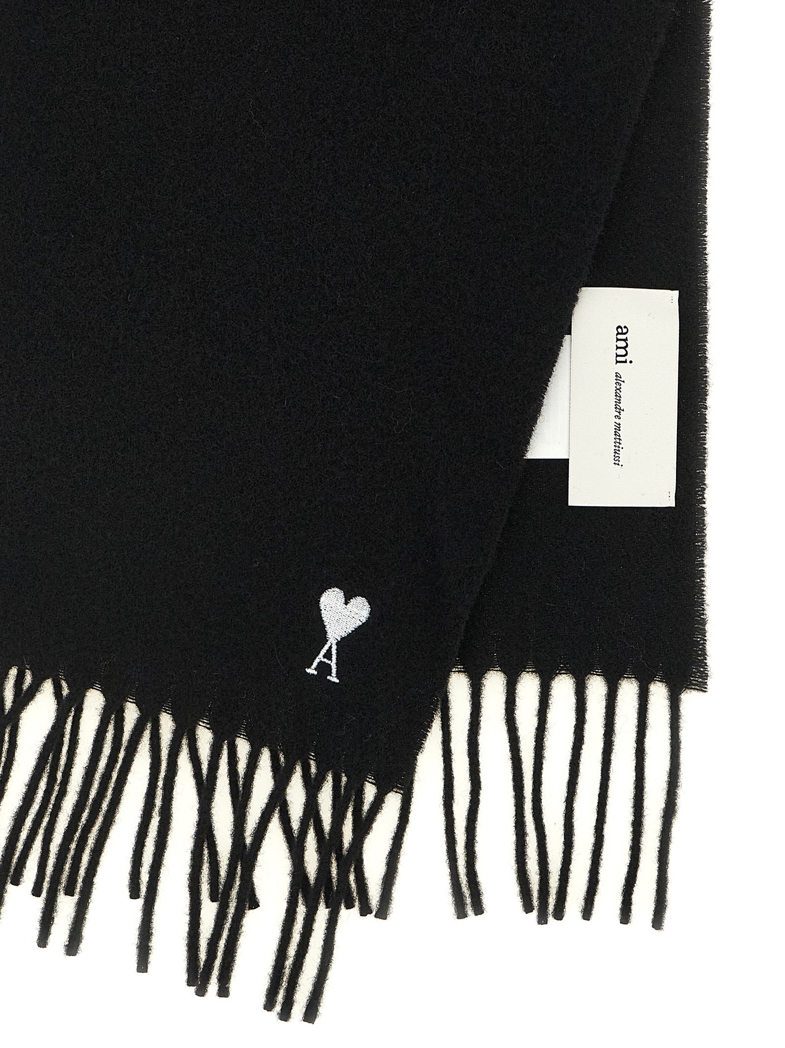 Ami Paris Black Wool  Scarf