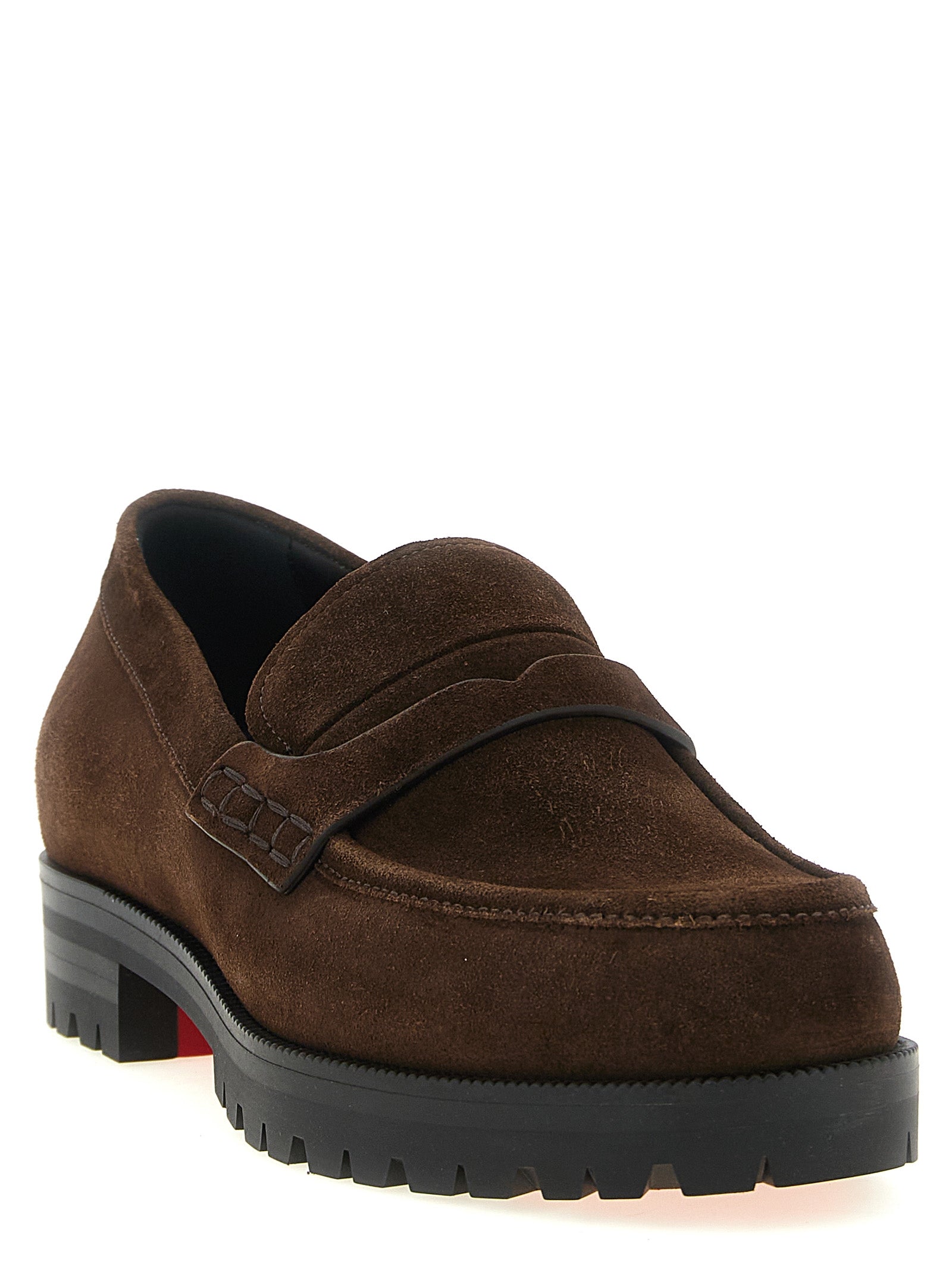 Christian Louboutin Brown Calfskin Slip-On Men's Loafers