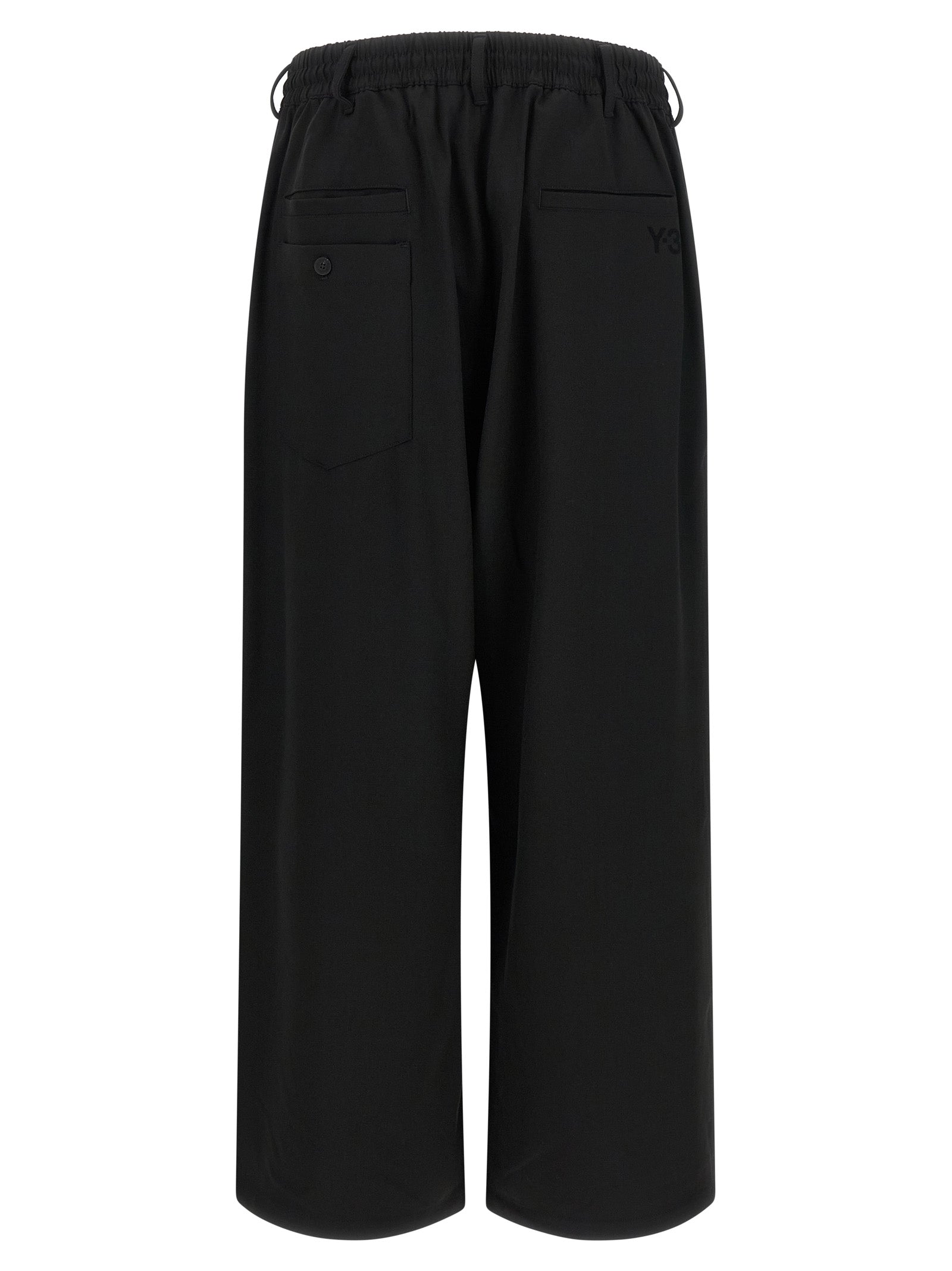 Y-3 Black Wool Casual Men's Pants