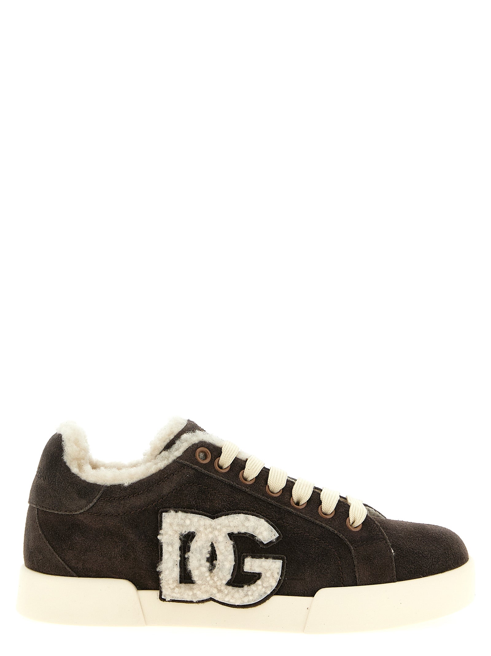 Dolce & Gabbana Brown Calfskin Low Top Women's Sneakers