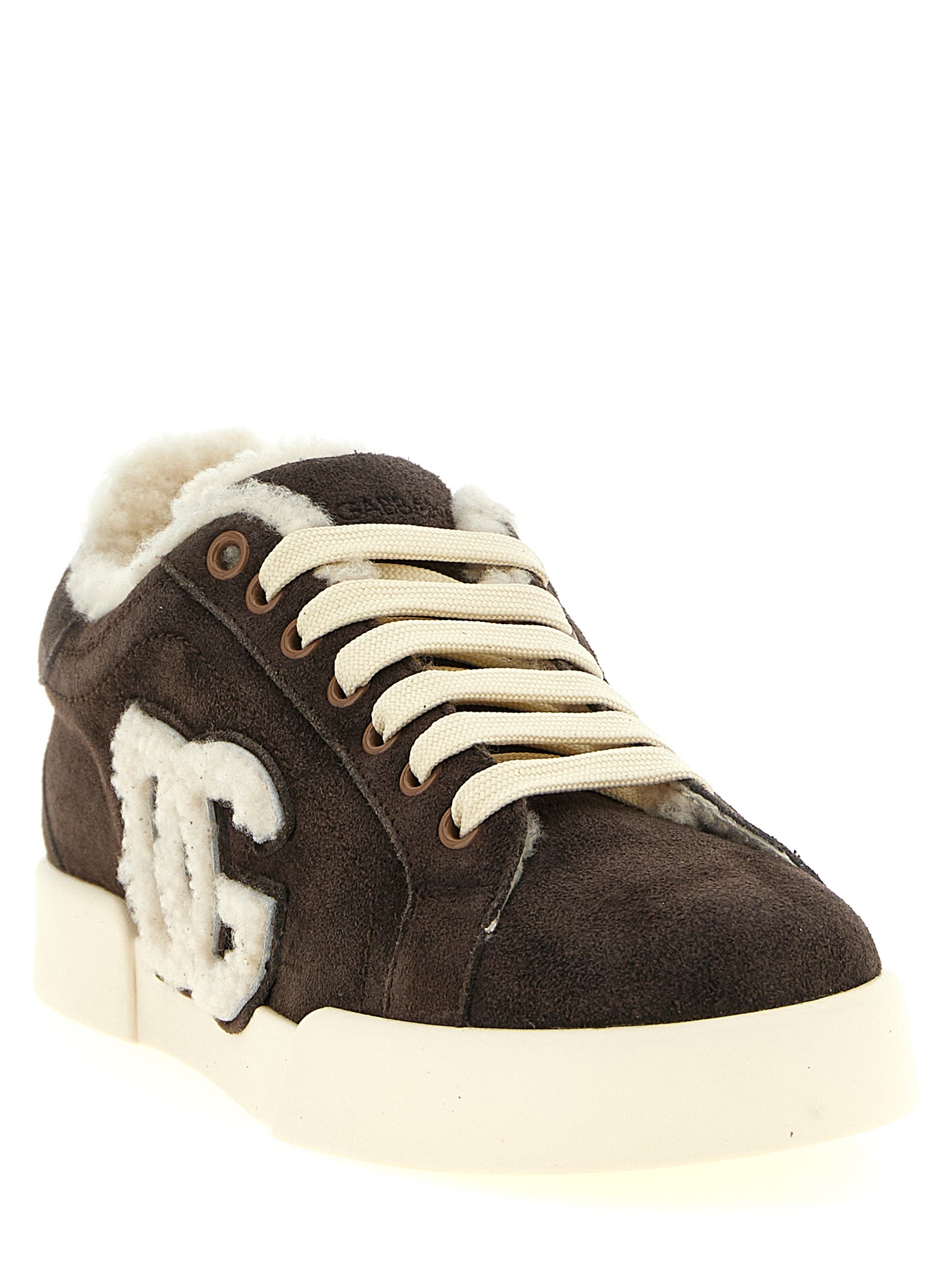 Dolce & Gabbana Brown Calfskin Low Top Women's Sneakers