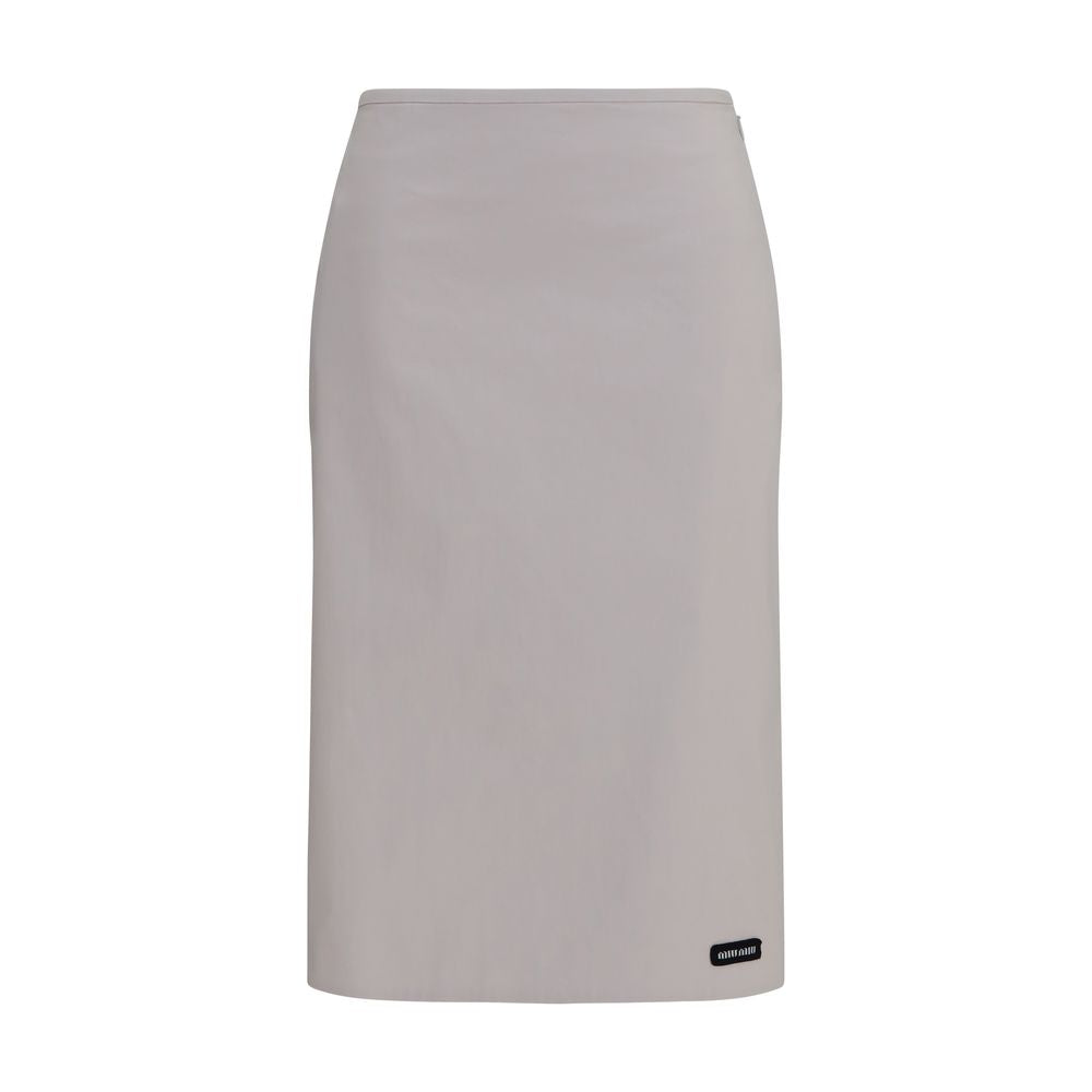 Miu Miu Gray Cotton Midi Women's Skirt