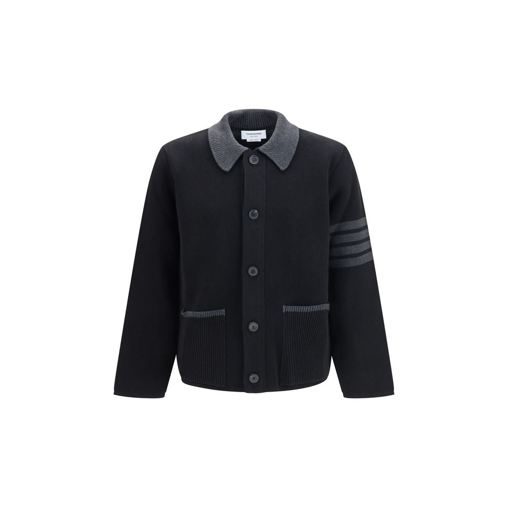 Thom Browne Black Wool Oves Aries Biker Men's Jacket