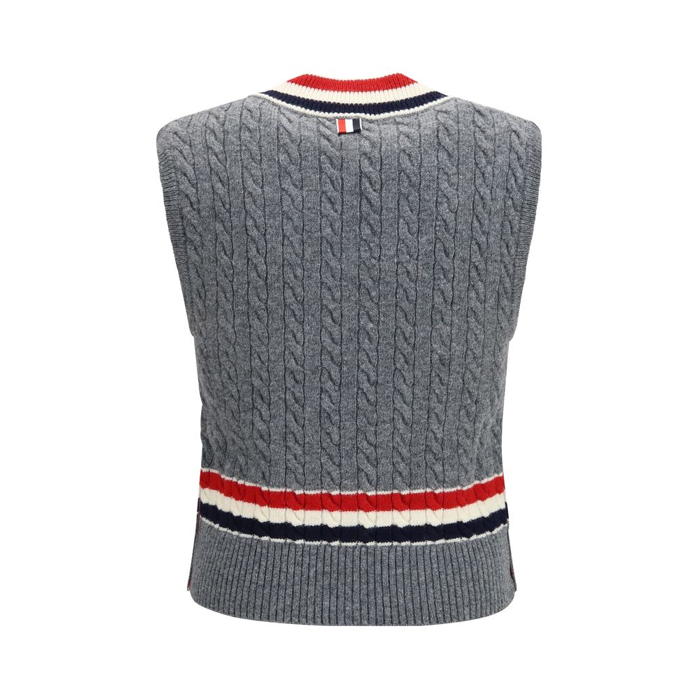 Thom Browne Gray Wool Oves Aries Sleeveles Men's Sweater
