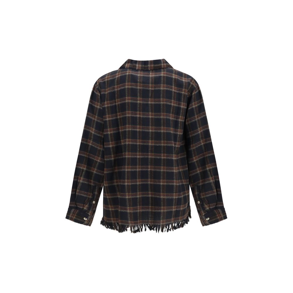 FOUND Blue Cotton Pattern Men's Shirt