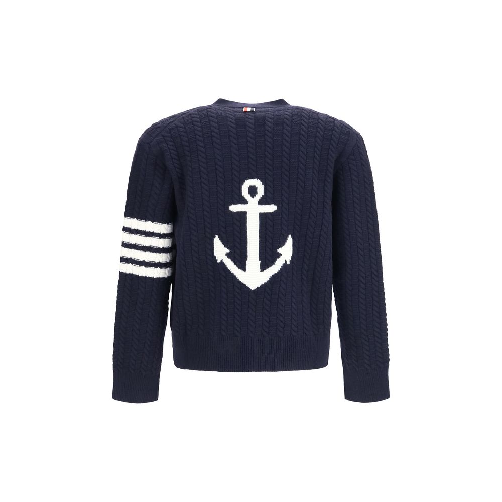 Thom Browne Blue Wool Oves Aries Men's Cardigan