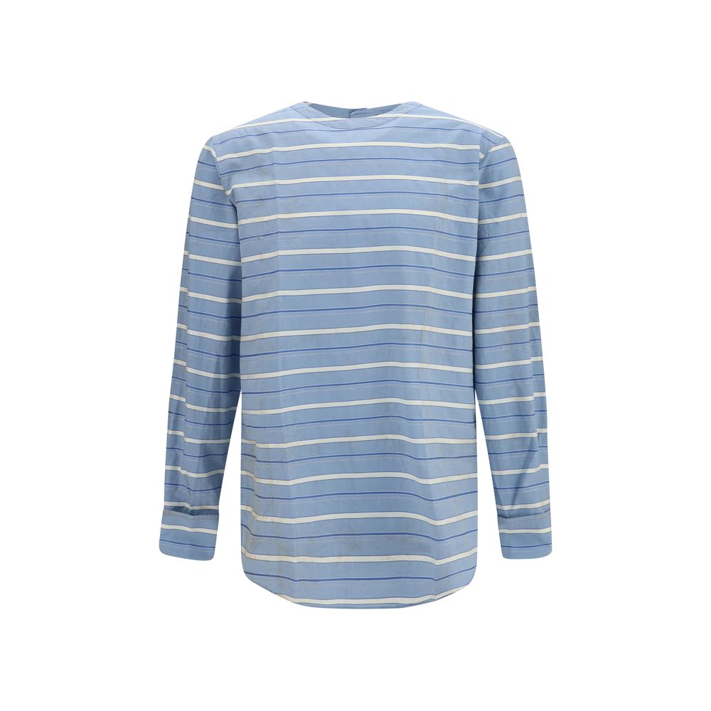 Prada Blue Cotton Pattern Men's Shirt