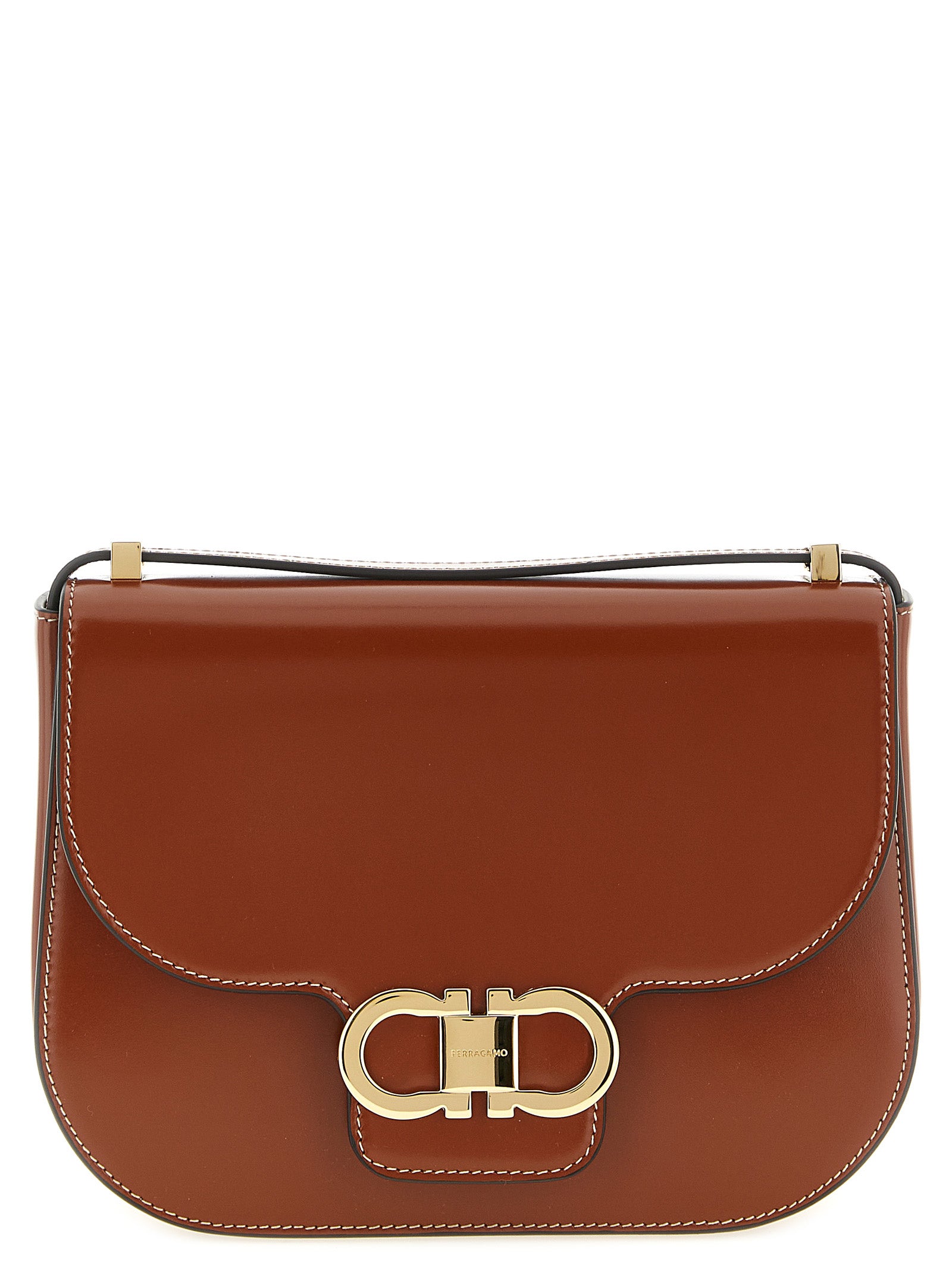Ferragamo Brown Calfskin Crossbody Women's Bag