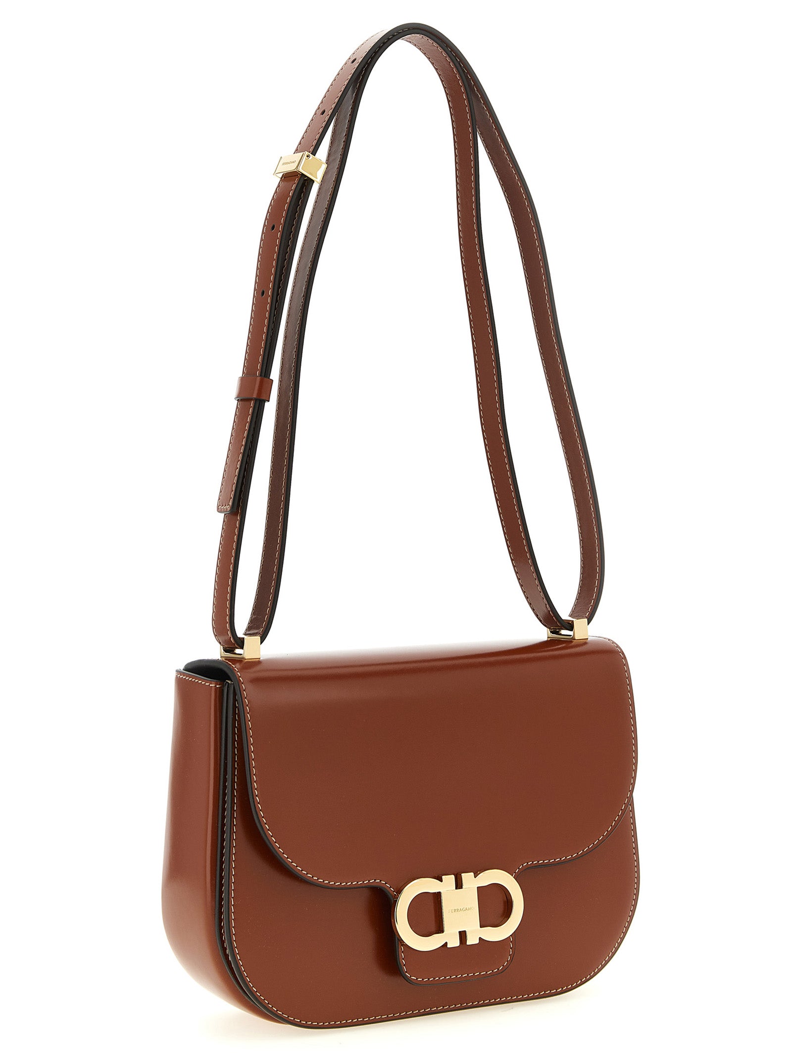 Ferragamo Brown Calfskin Crossbody Women's Bag