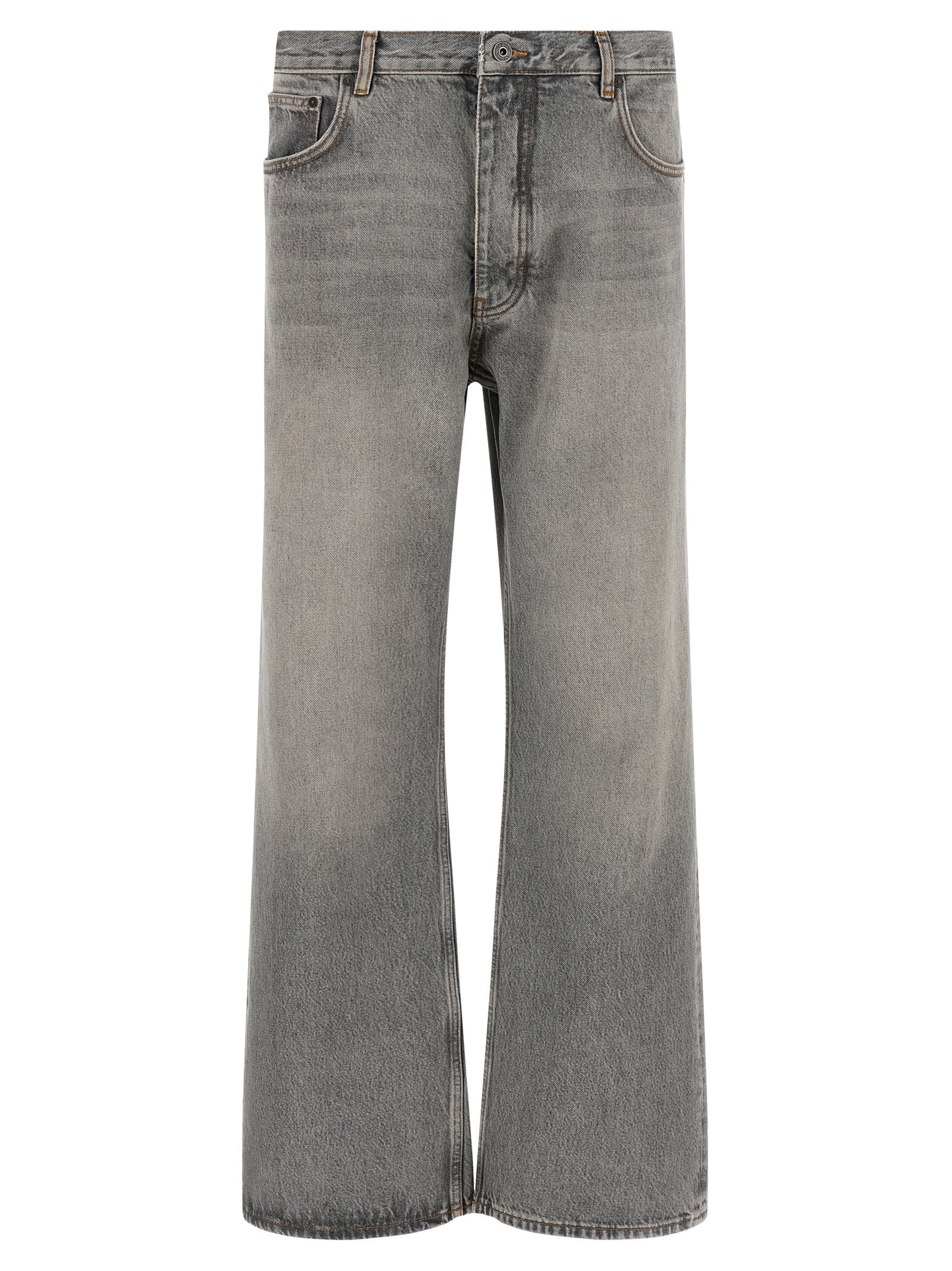Off-White Gray Cotton Relaxed Fit Men's Jeans