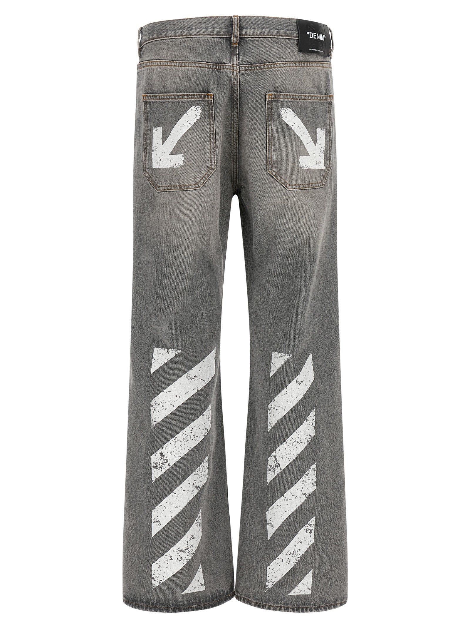 Off-White Gray Cotton Relaxed Fit Men's Jeans