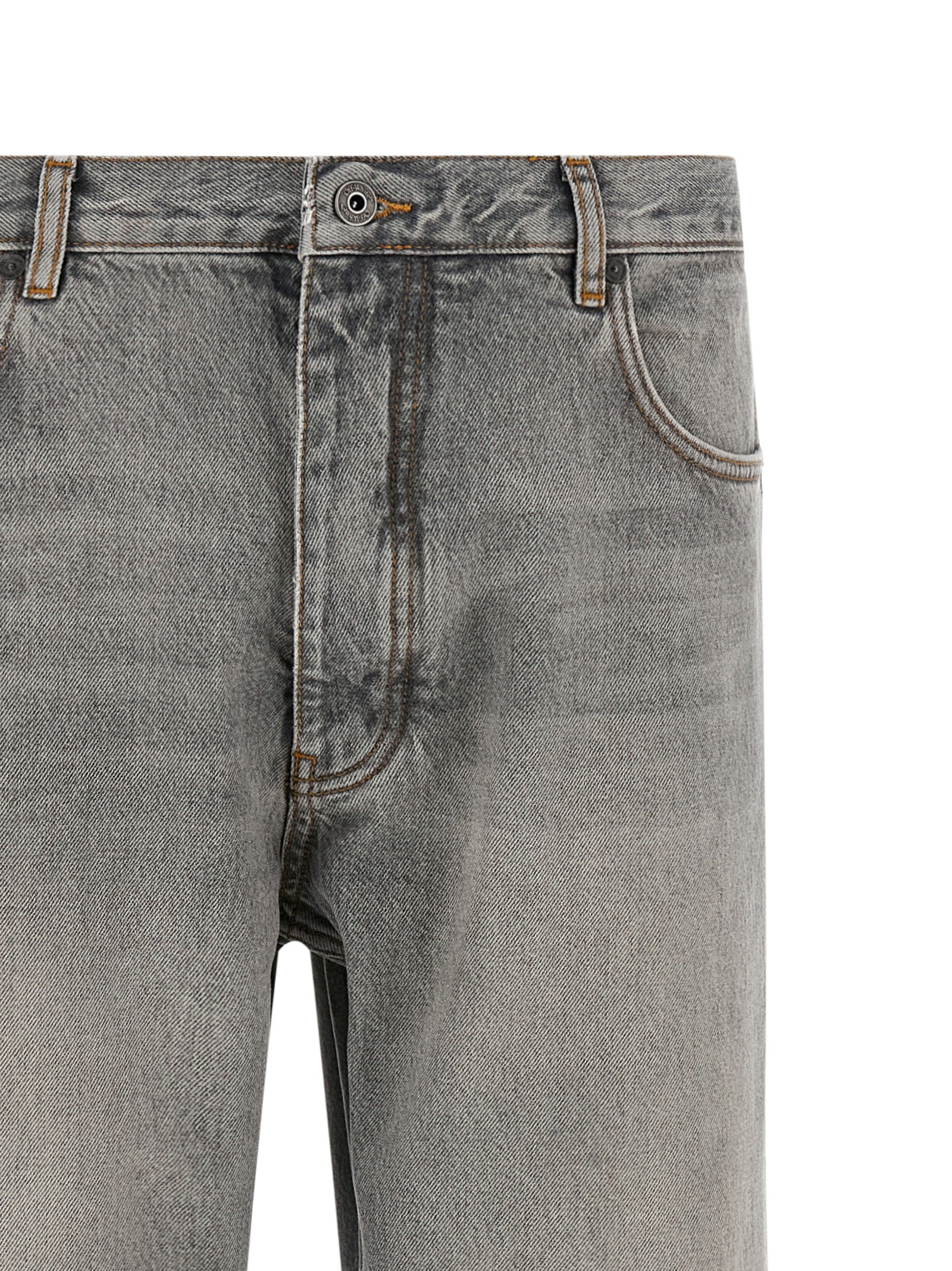 Off-White Gray Cotton Relaxed Fit Men's Jeans