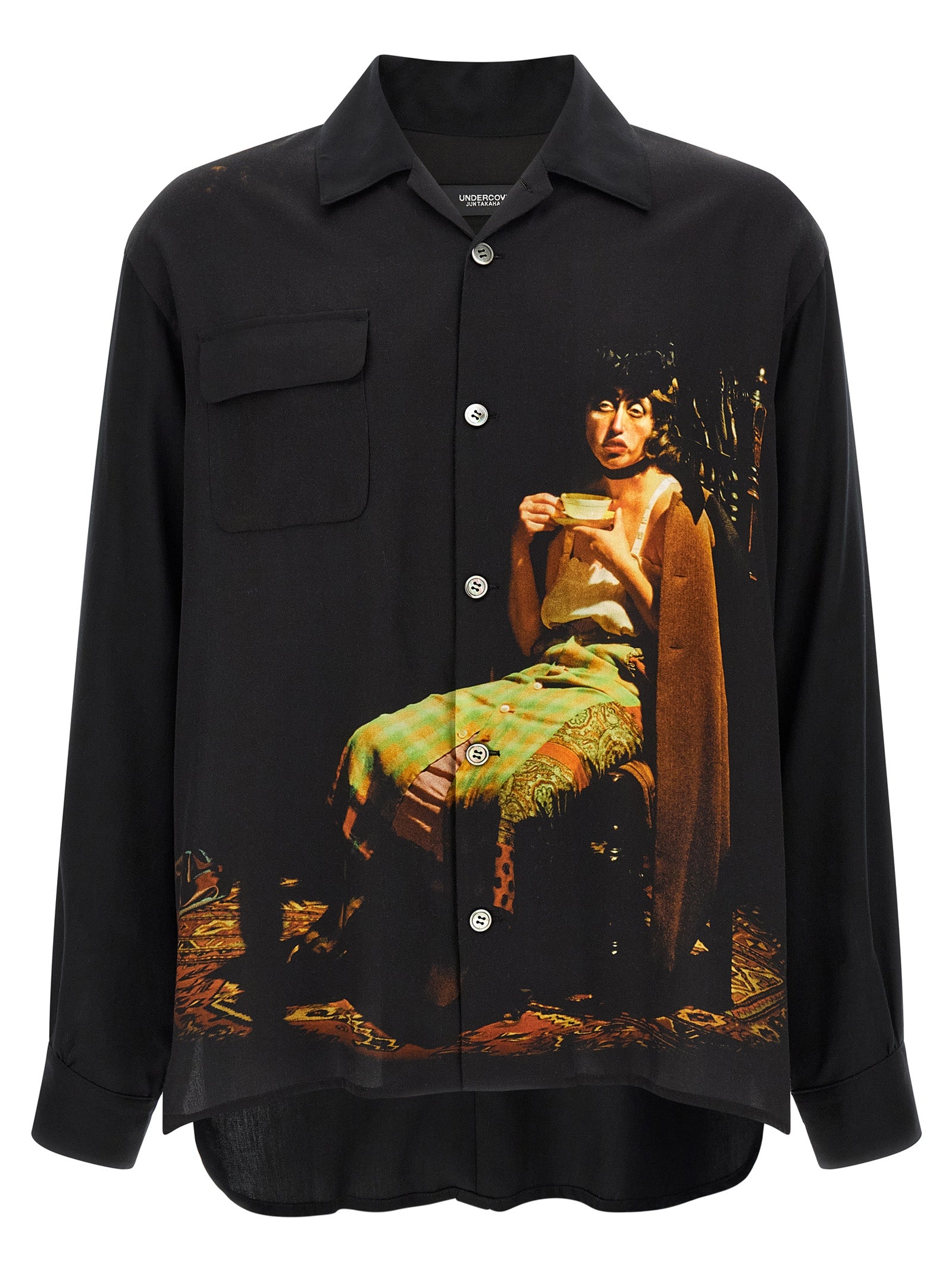 Undercover Black Rayon Men's Blouse