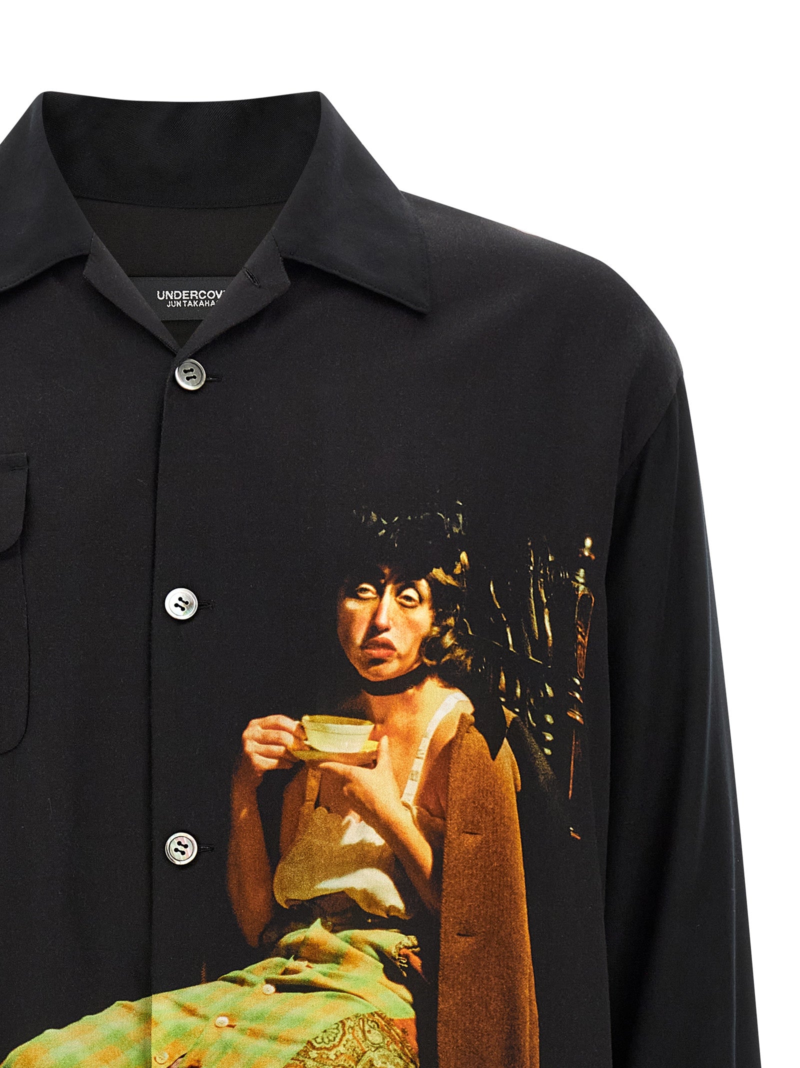 Undercover Black Rayon Men's Blouse