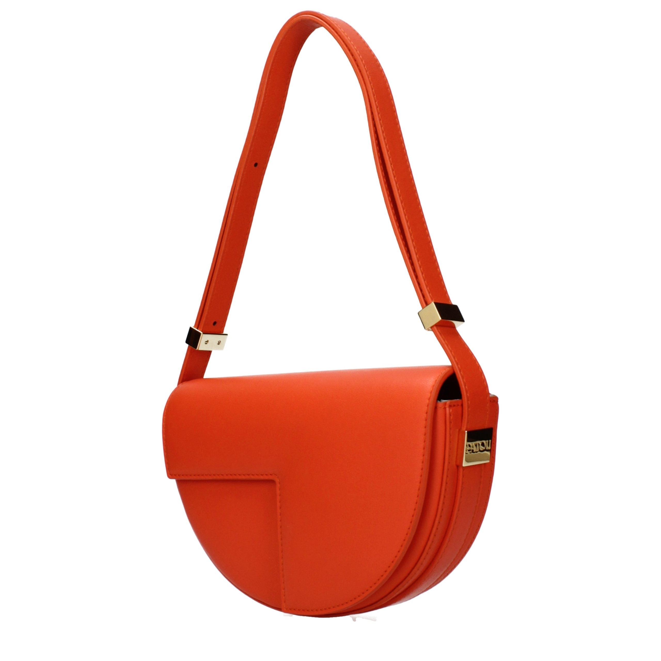 Patou Orange Leather Shoulder Women's Bag