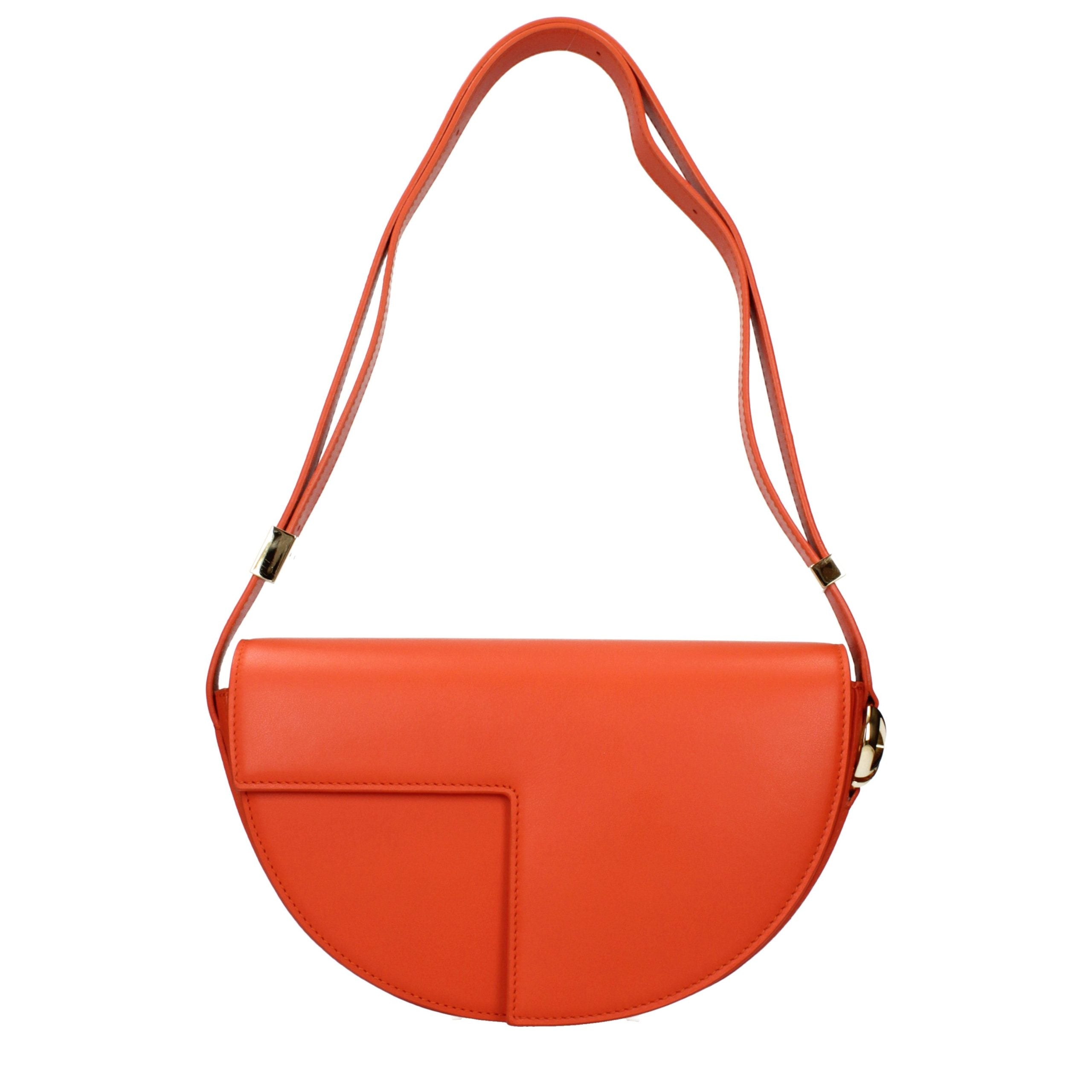 Patou Orange Leather Shoulder Women's Bag