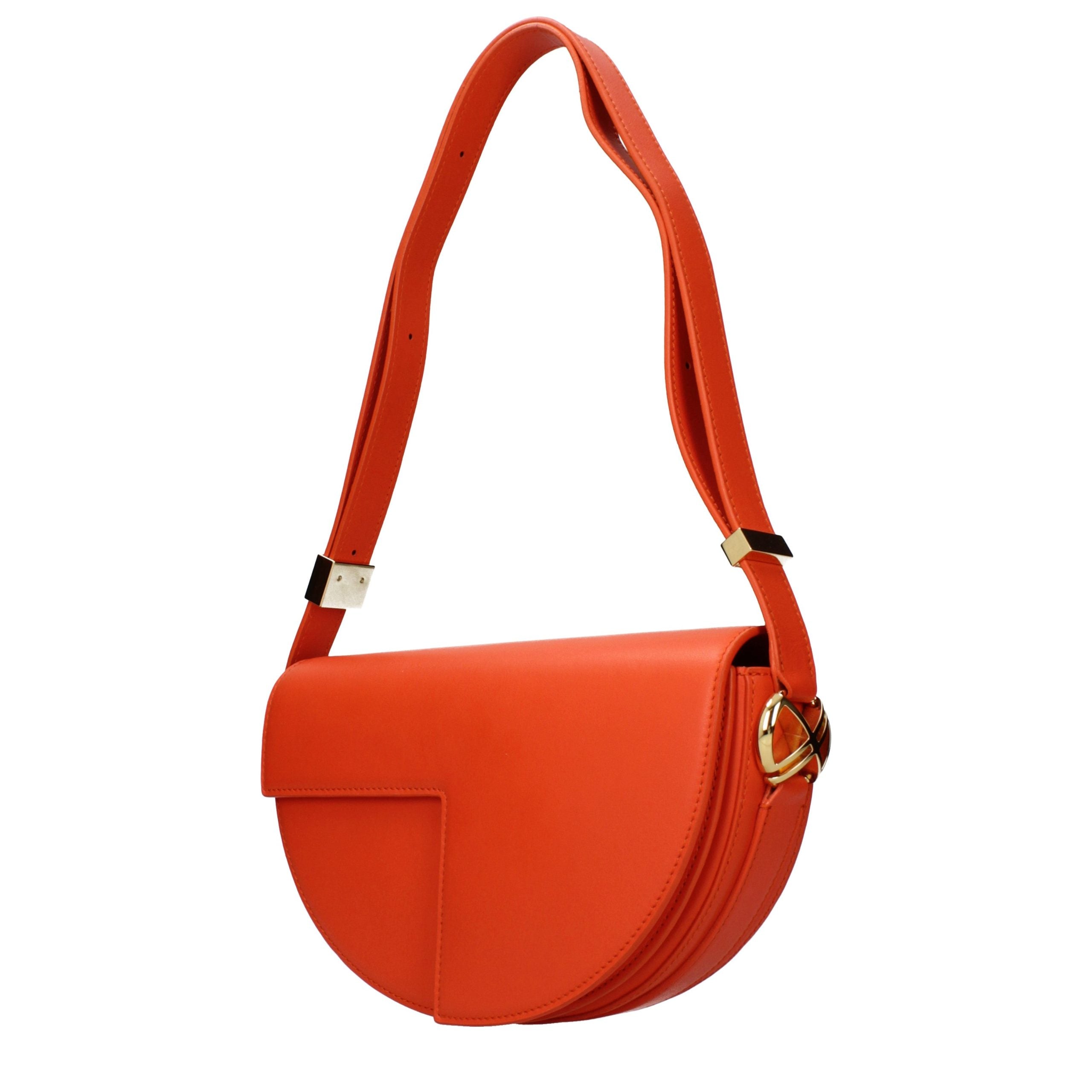 Patou Orange Leather Shoulder Women's Bag