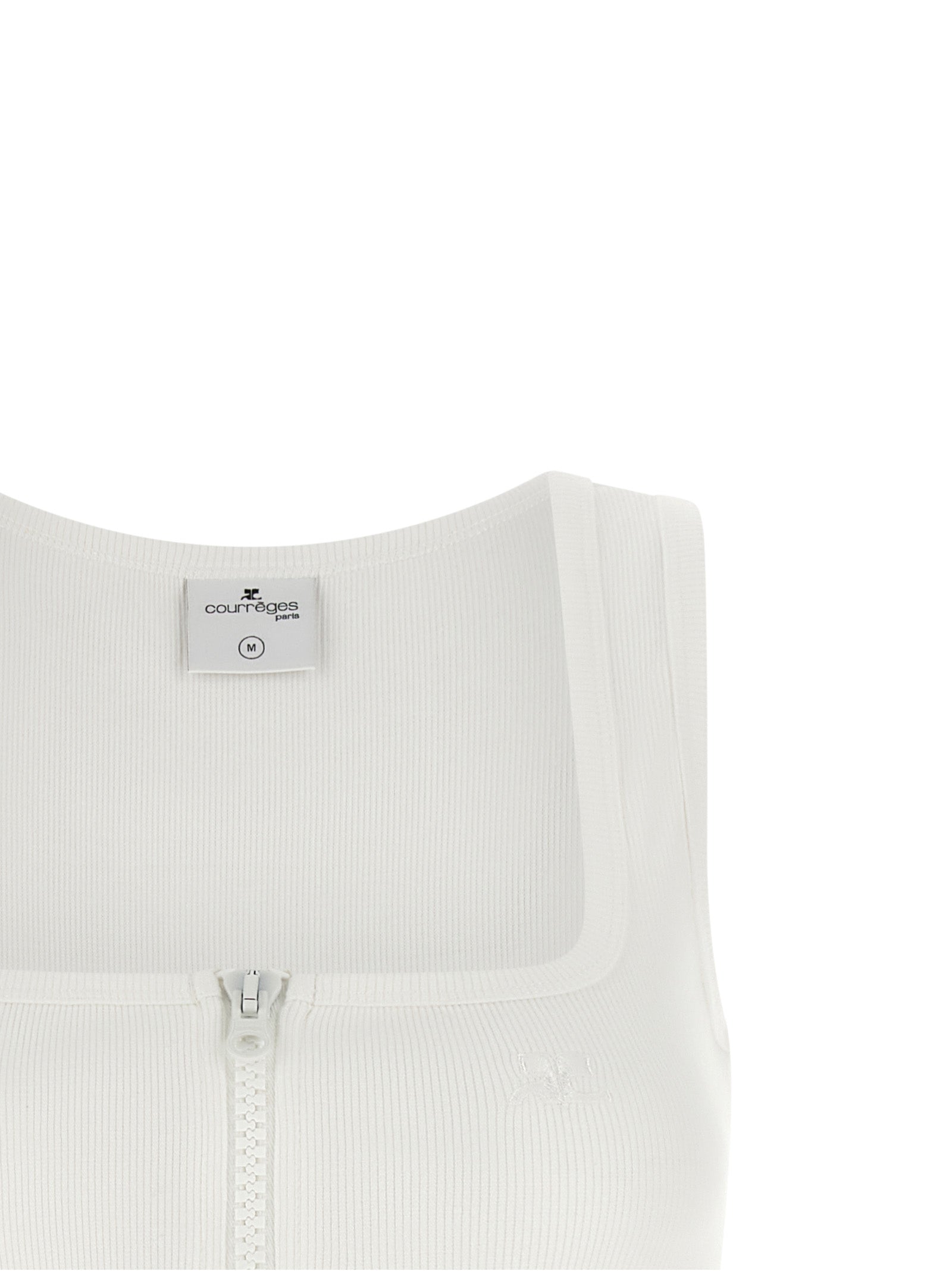 Courrèges White Cotton Sleeveles Women's T-Shirt