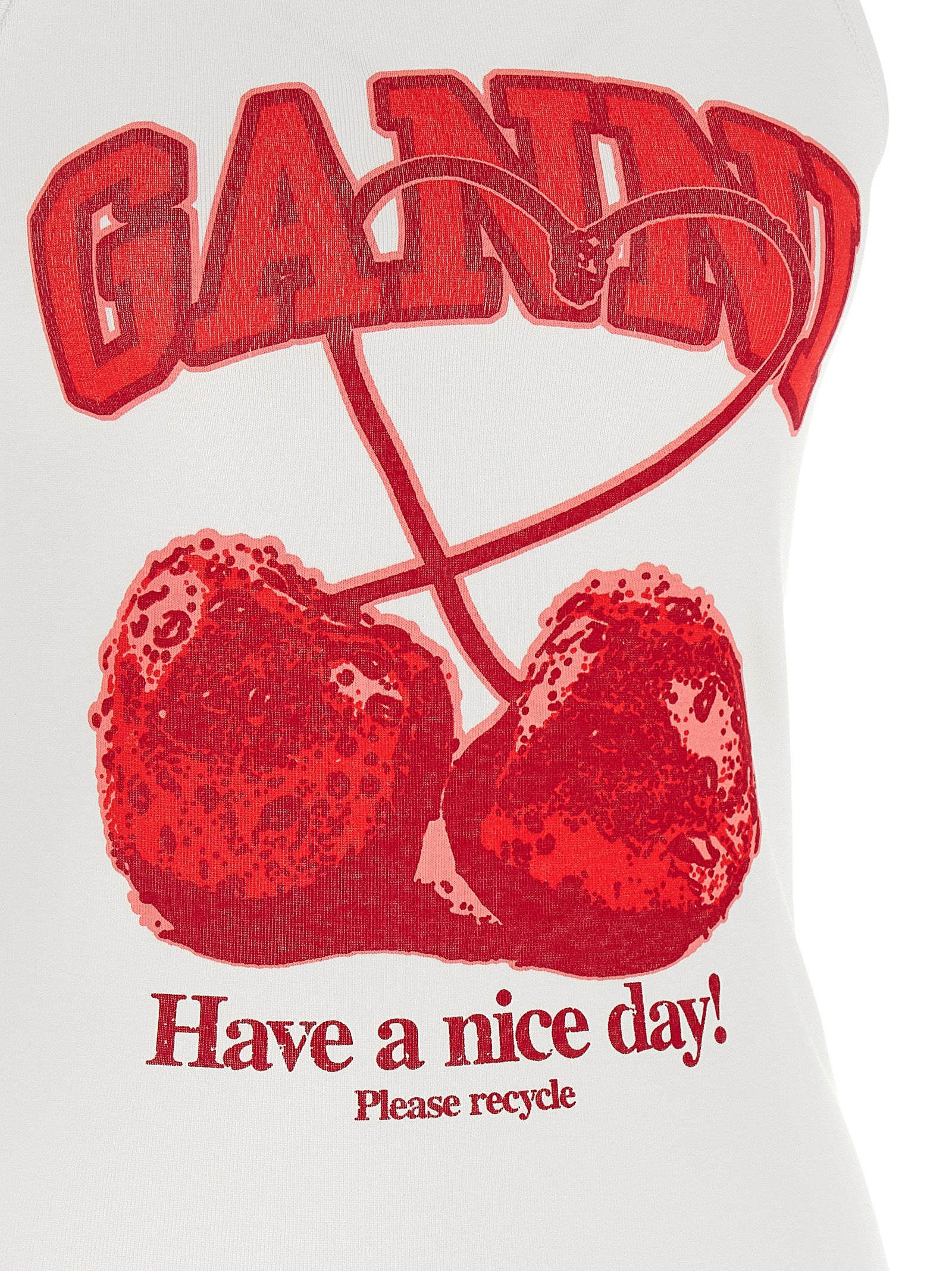 Ganni Red Organic Cotton Tank Women's Tops