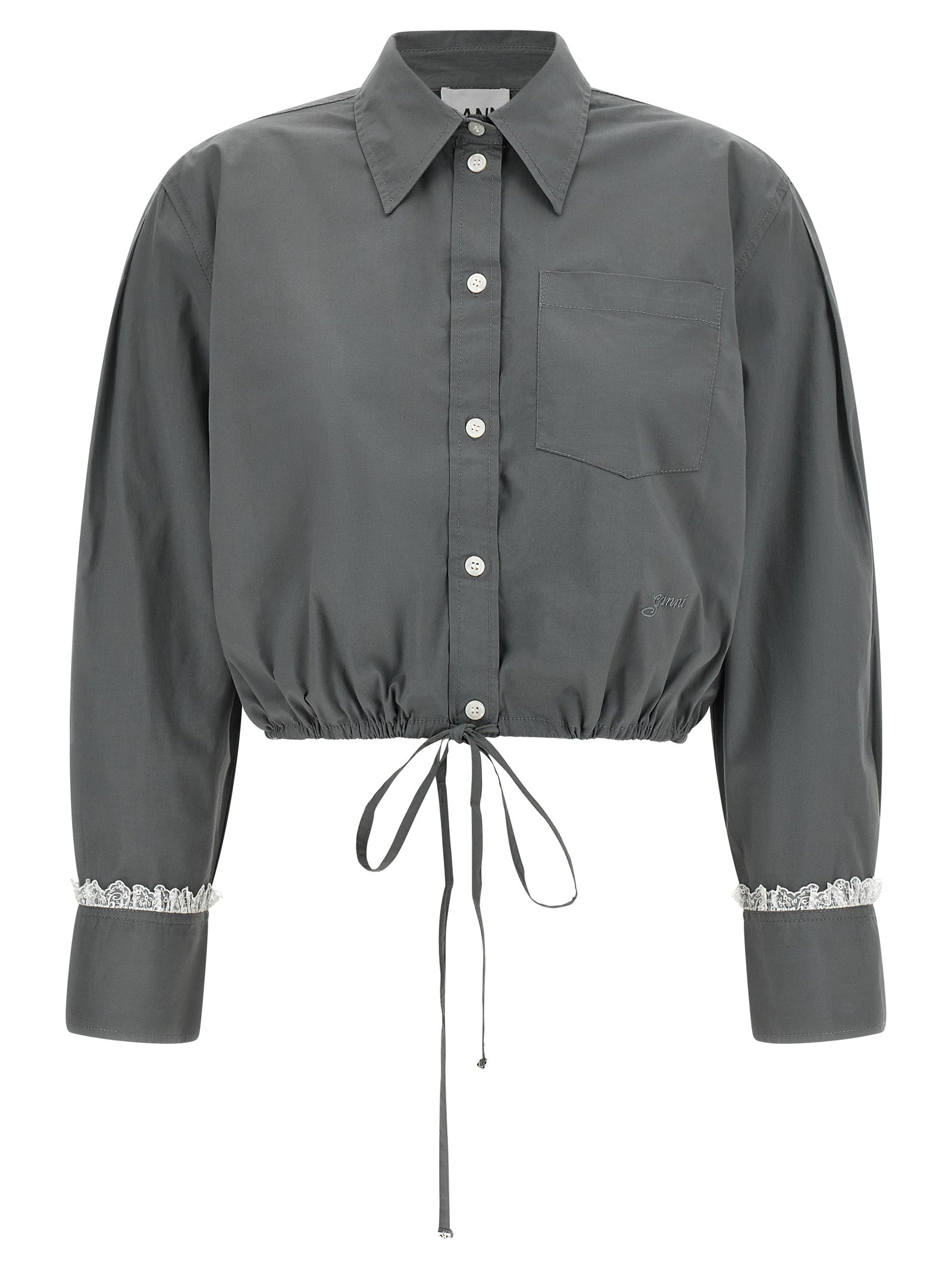 Ganni Gray Cotton Women's Blouse