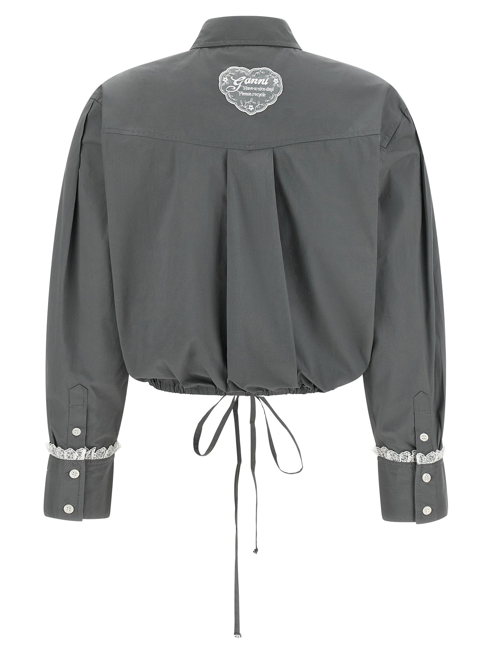 Ganni Gray Cotton Women's Blouse