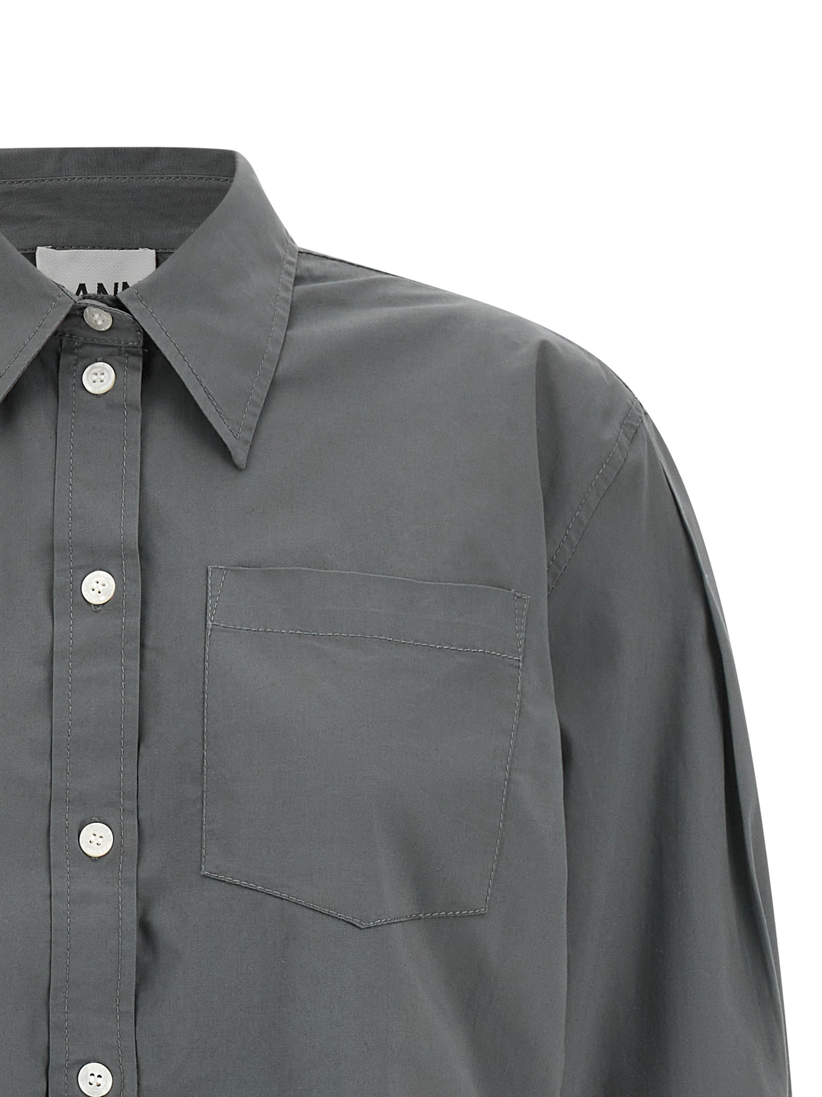 Ganni Gray Cotton Women's Blouse