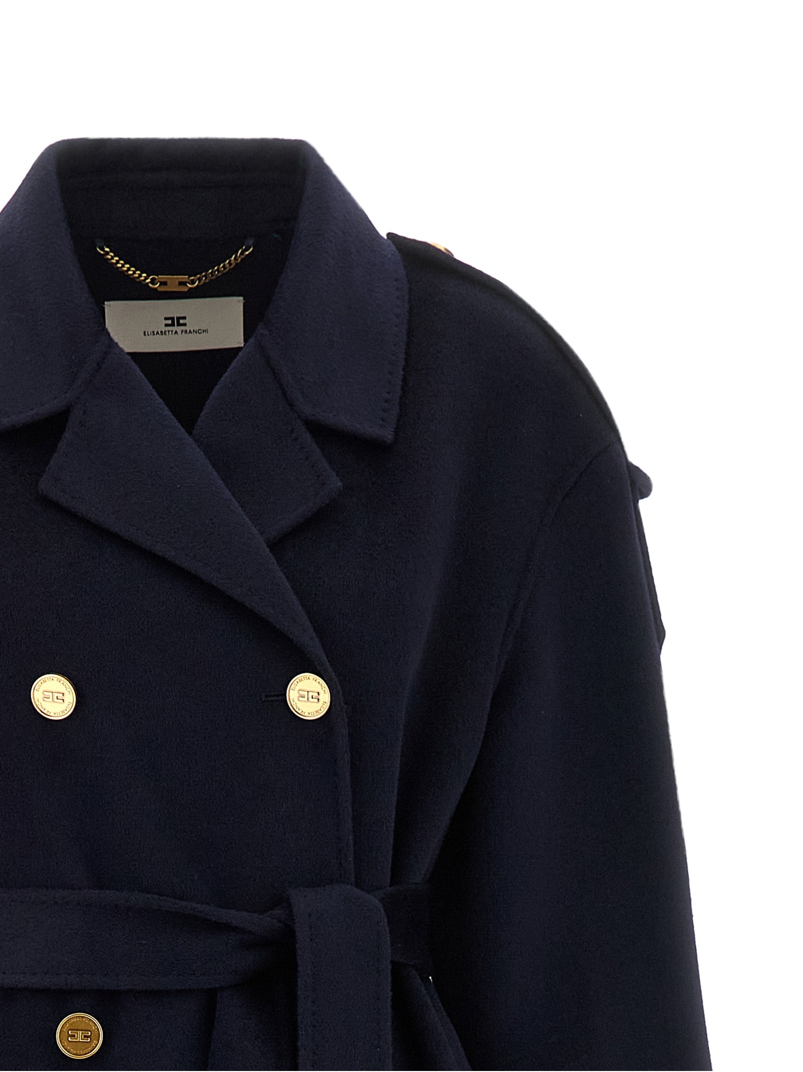 Elisabetta Franchi Blue Wool Women's Coat